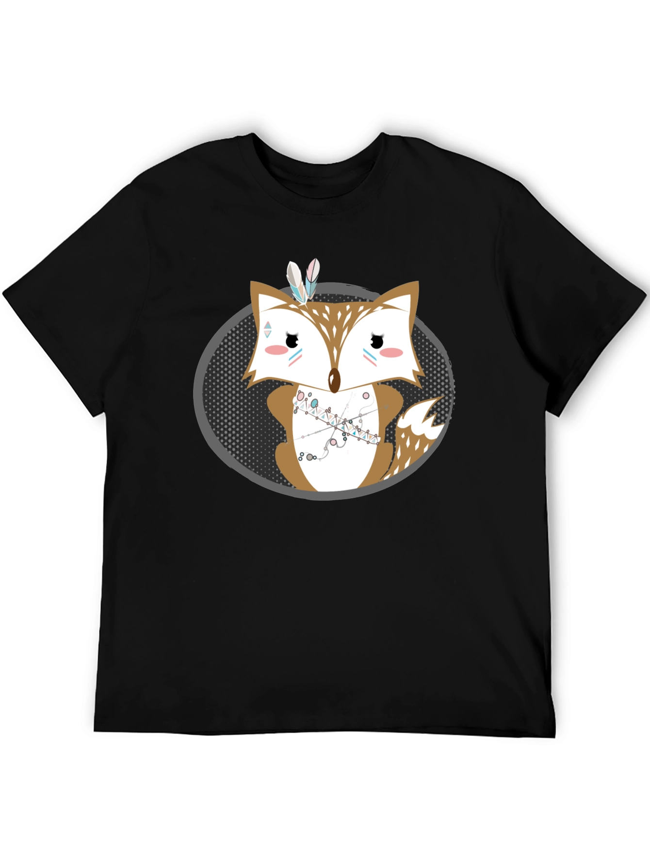Cute Cartoon Fox Graphic Print Mens Tee