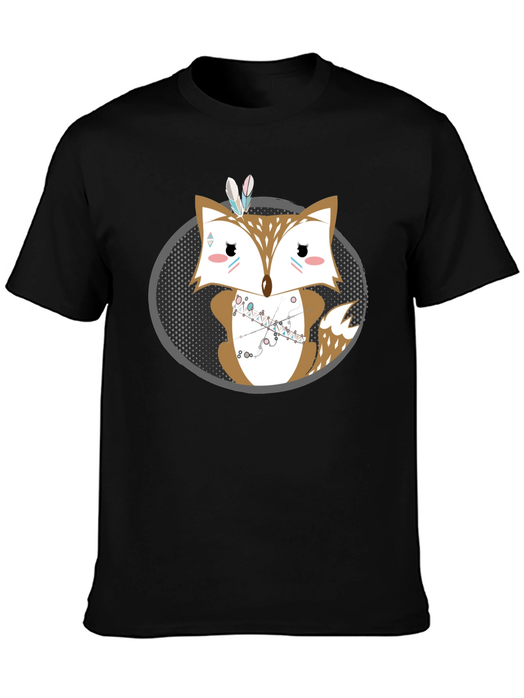 Cute Cartoon Fox Graphic Print Mens Tee