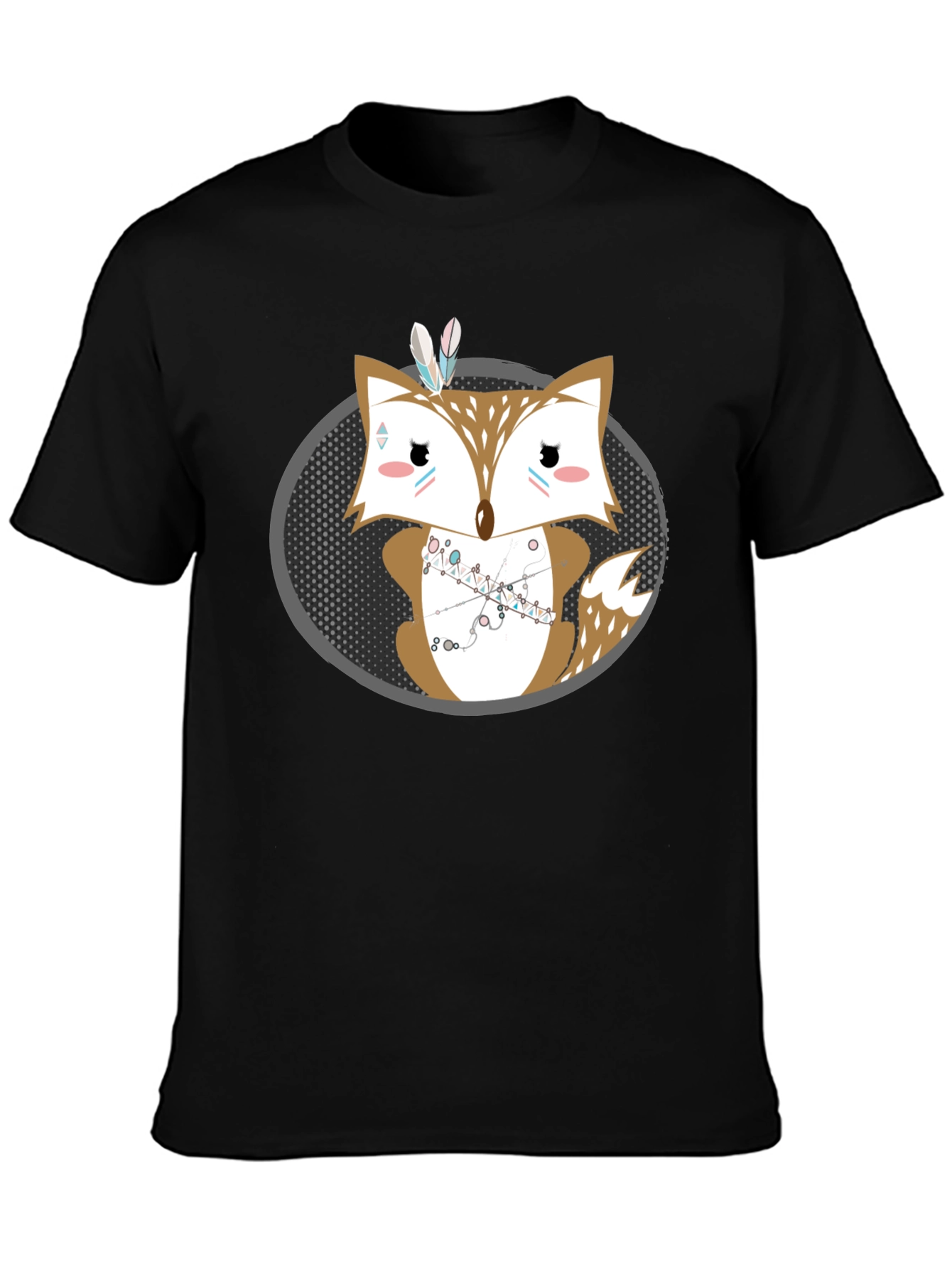 Cute Cartoon Fox Graphic Print Mens Tee