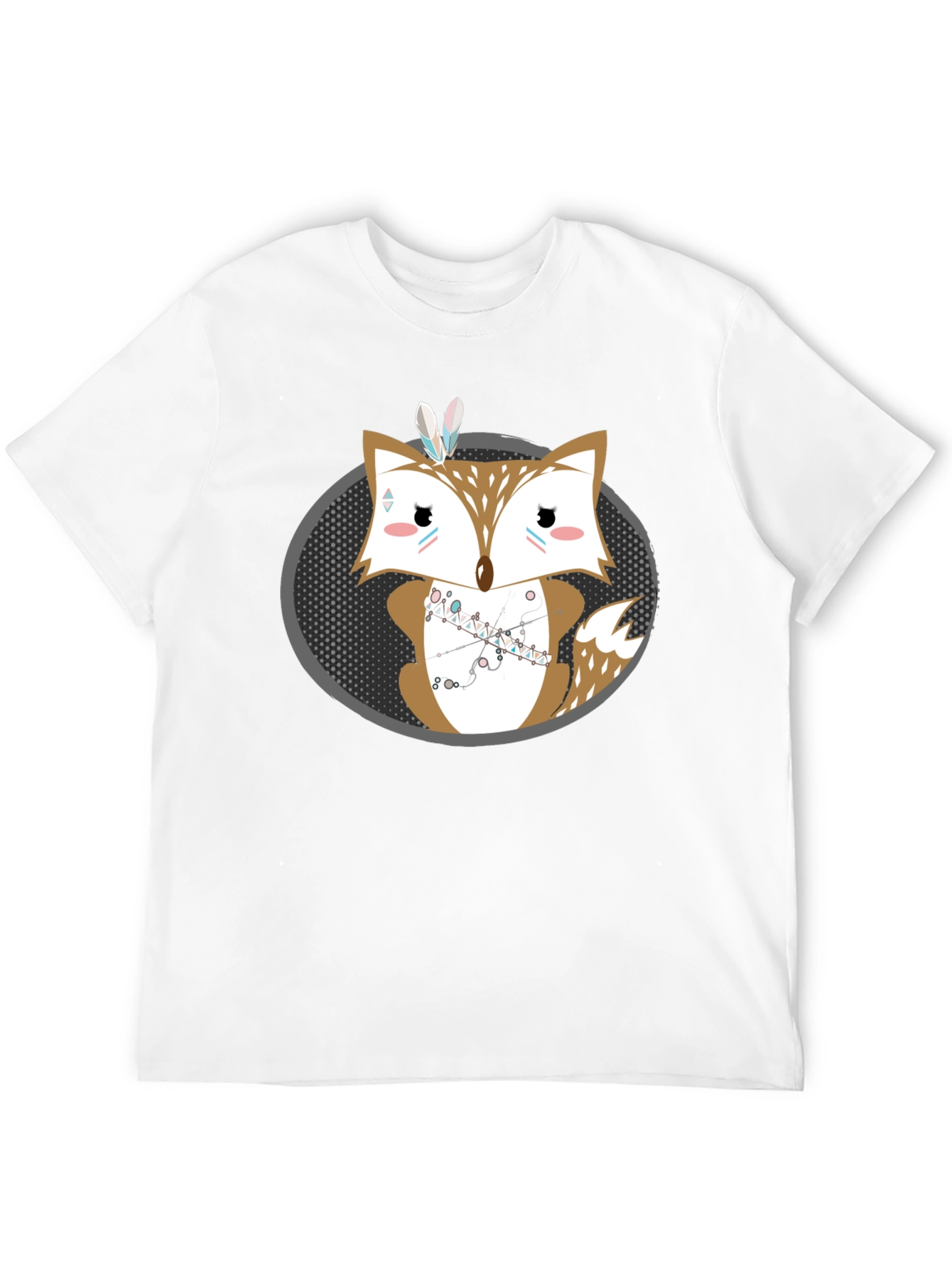 Cute Cartoon Fox Graphic Print Mens Tee