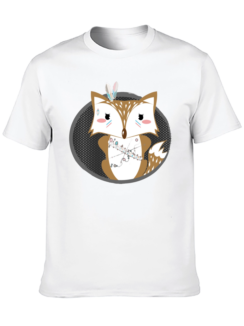 Cute Cartoon Fox Graphic Print Mens Tee