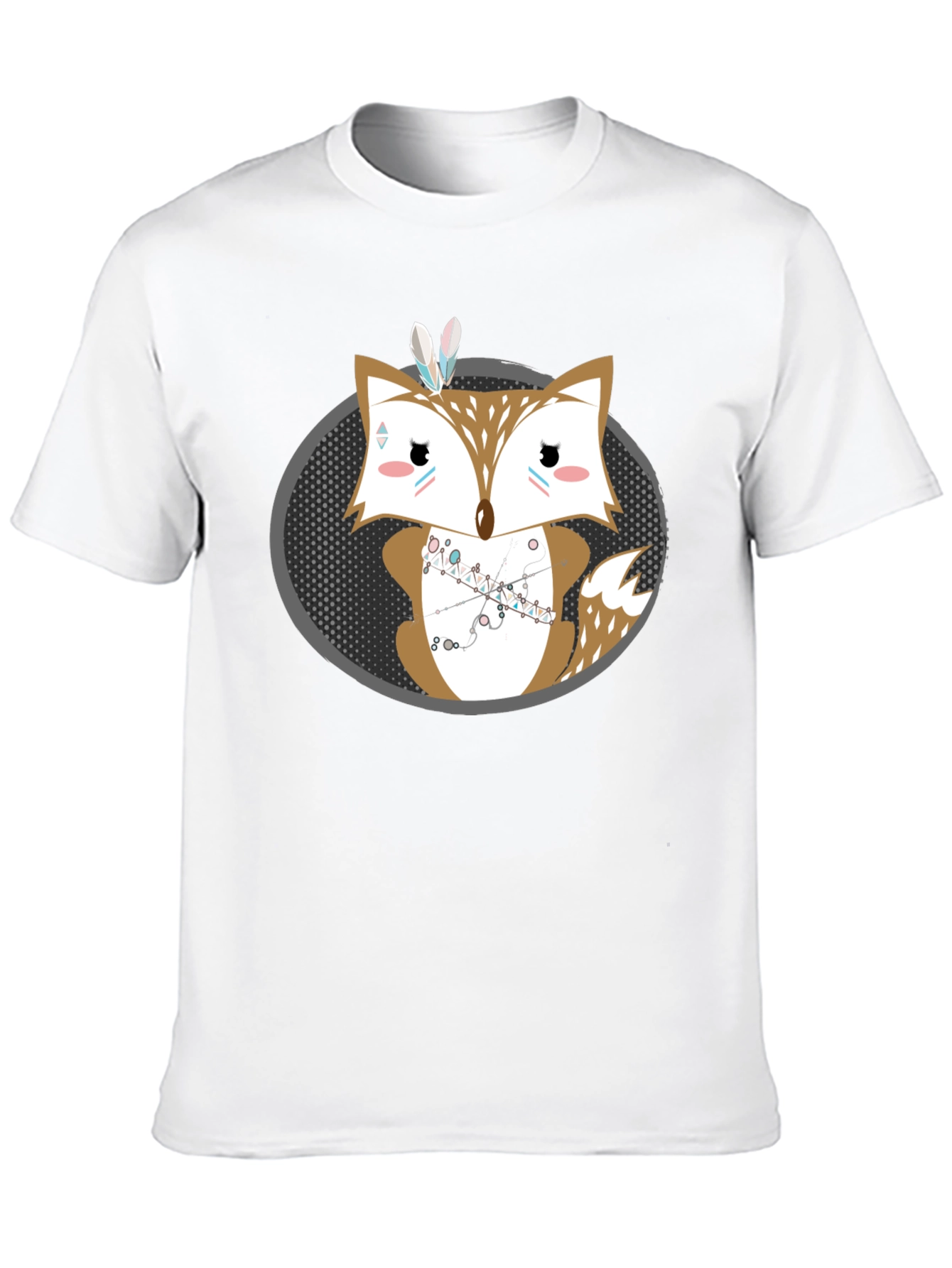 Cute Cartoon Fox Graphic Print Mens Tee