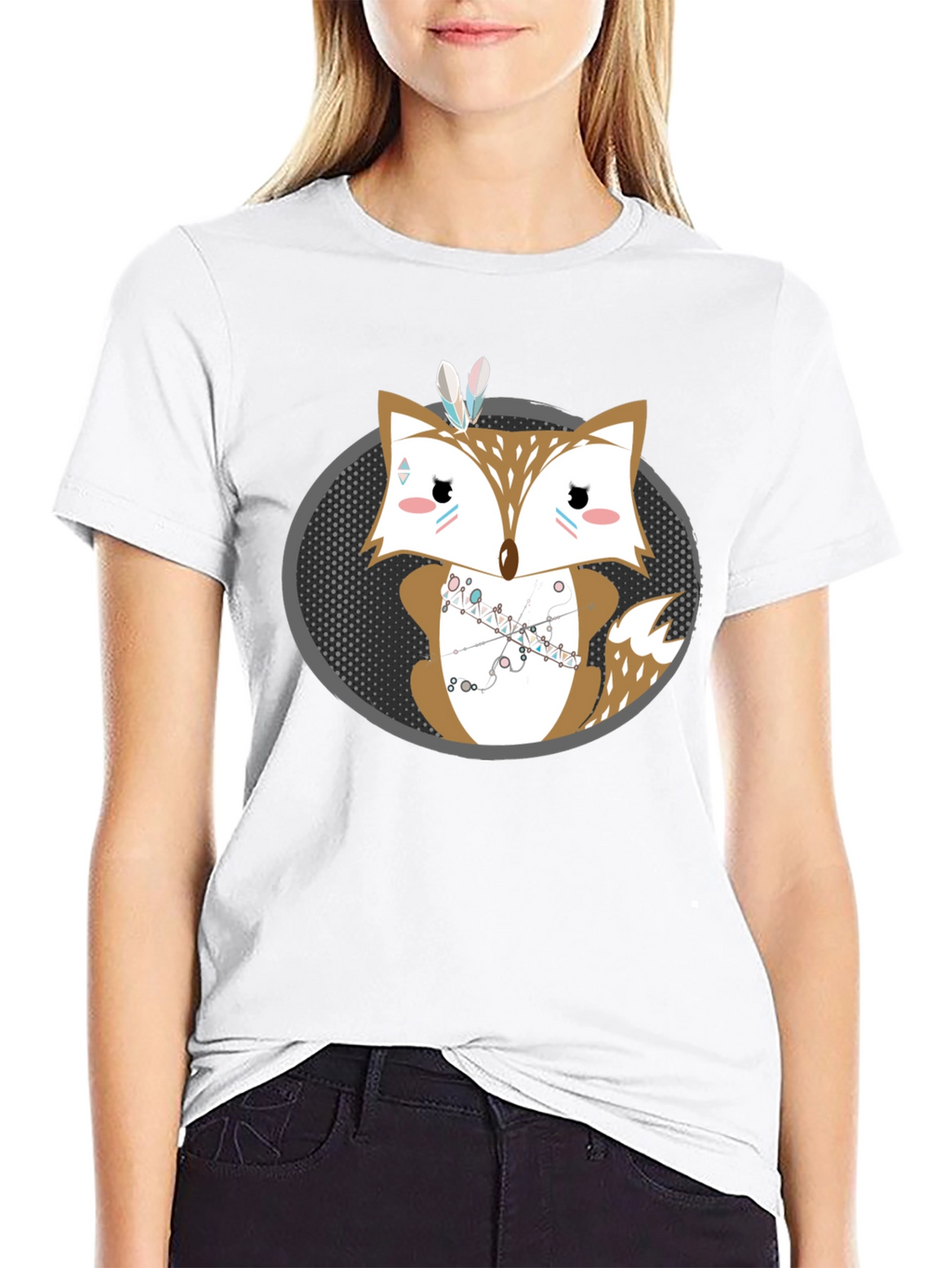 Cute Cartoon Fox Graphic Print Mens Tee