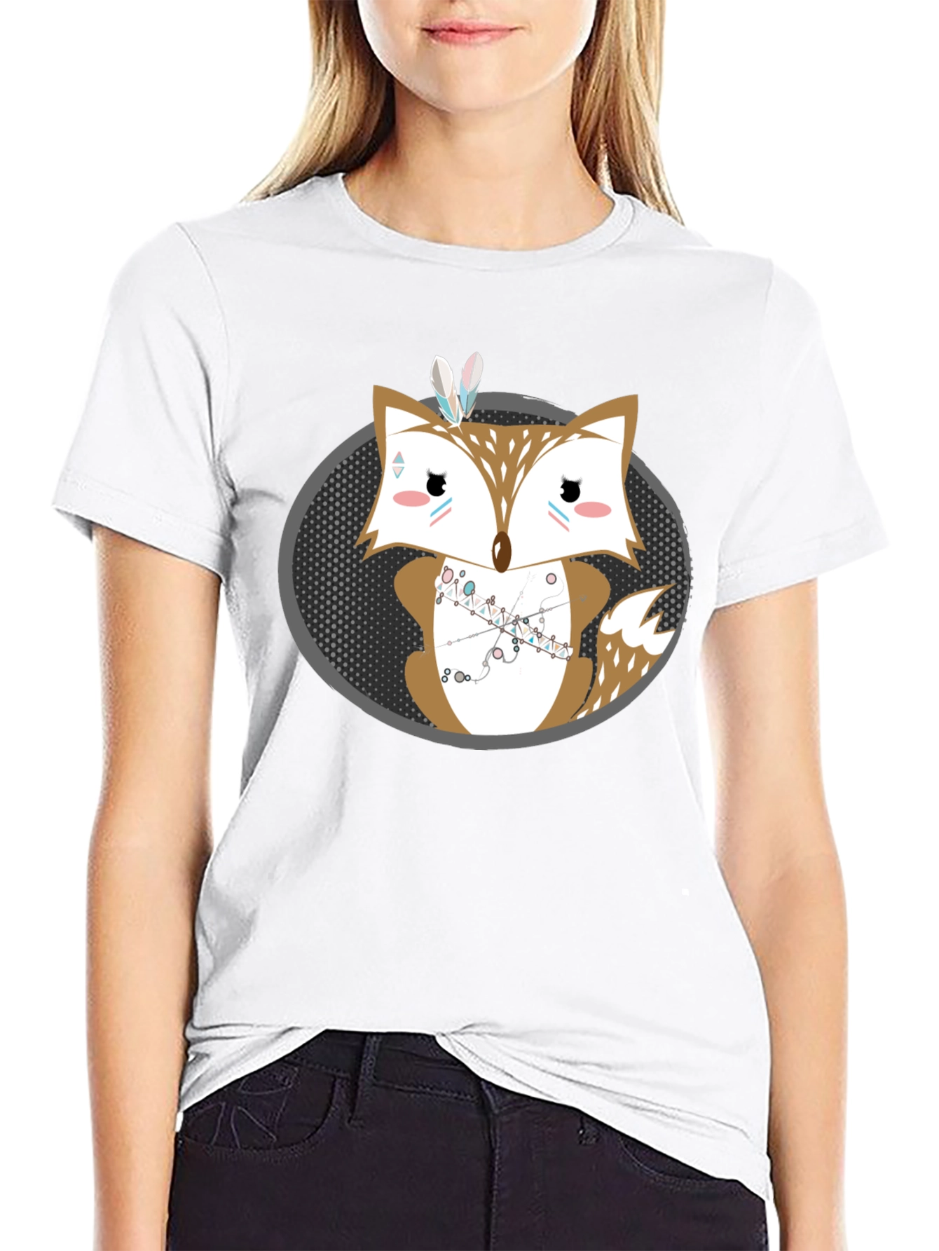 Cute Cartoon Fox Graphic Print Mens Tee