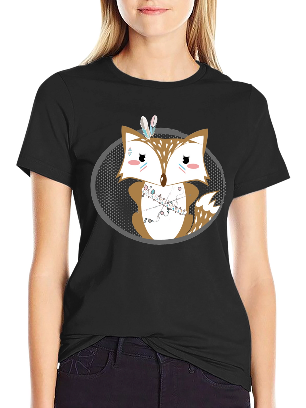 Cute Cartoon Fox Graphic Print Mens Tee