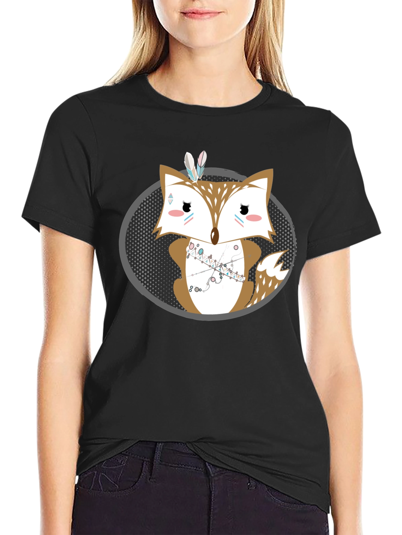 Cute Cartoon Fox Graphic Print Mens Tee