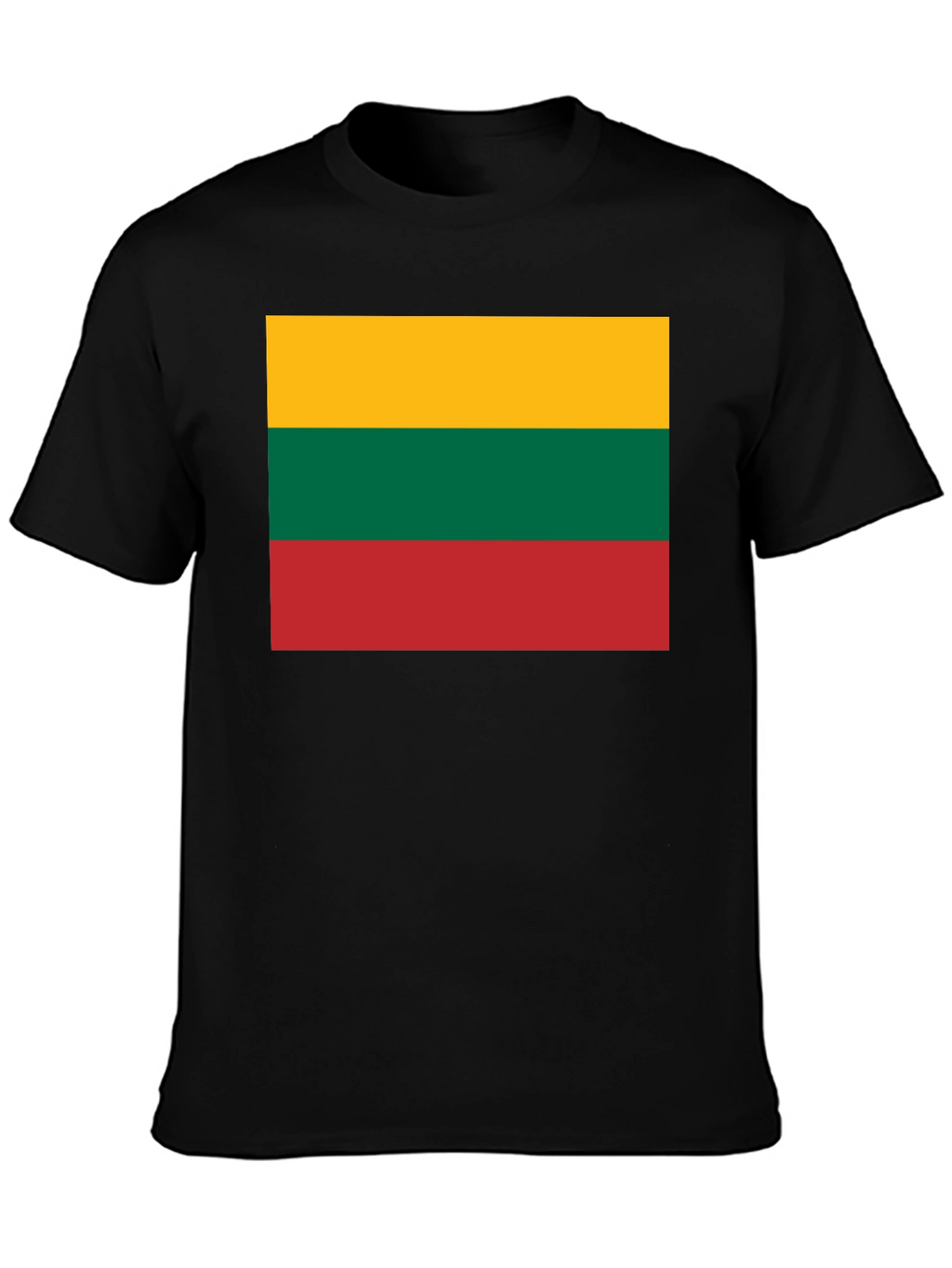 Lithuania Flag Graphic T-Shirt - Black Crew Neck Tee