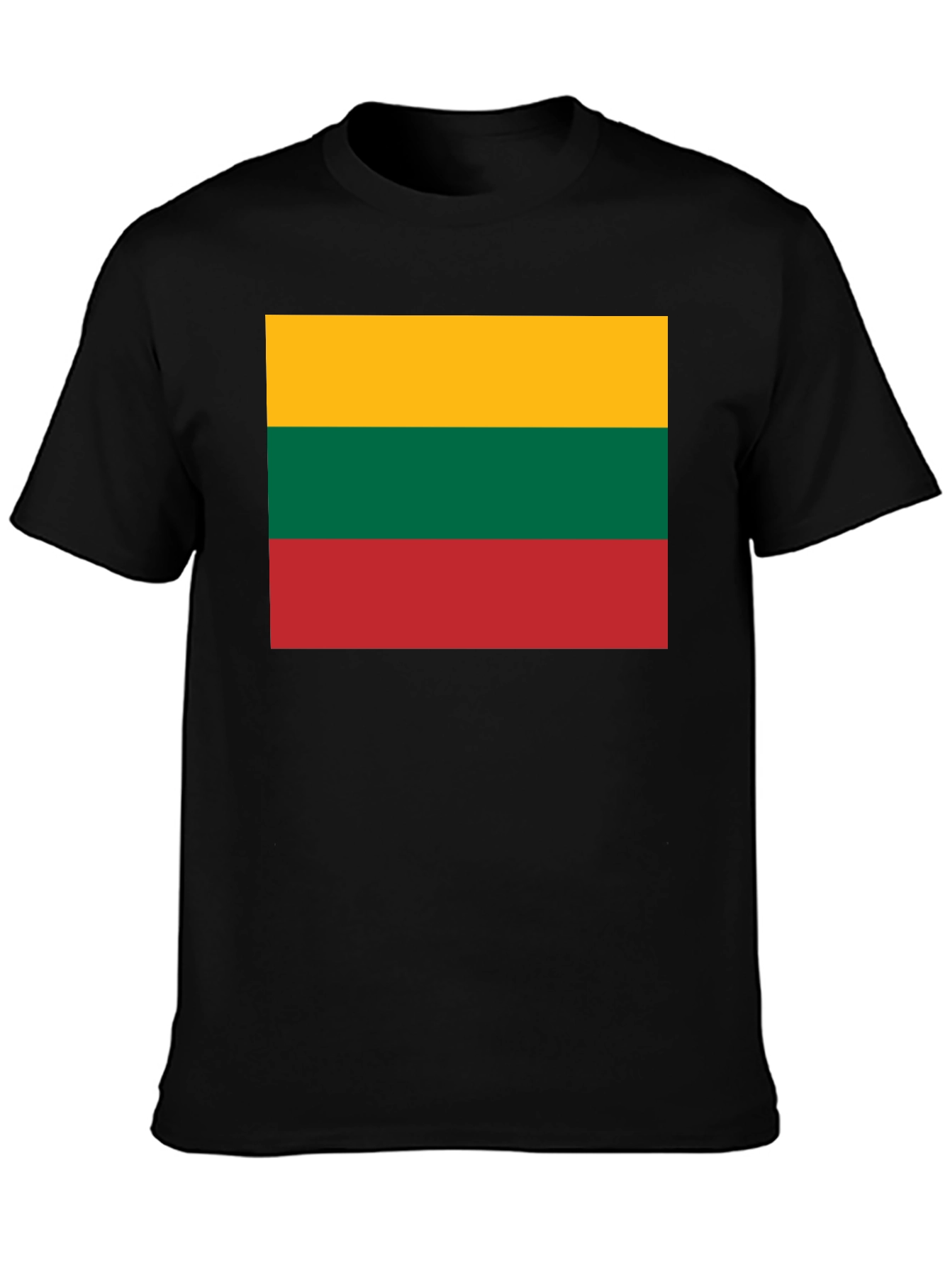 Lithuania Flag Graphic T-Shirt - Black Crew Neck Tee