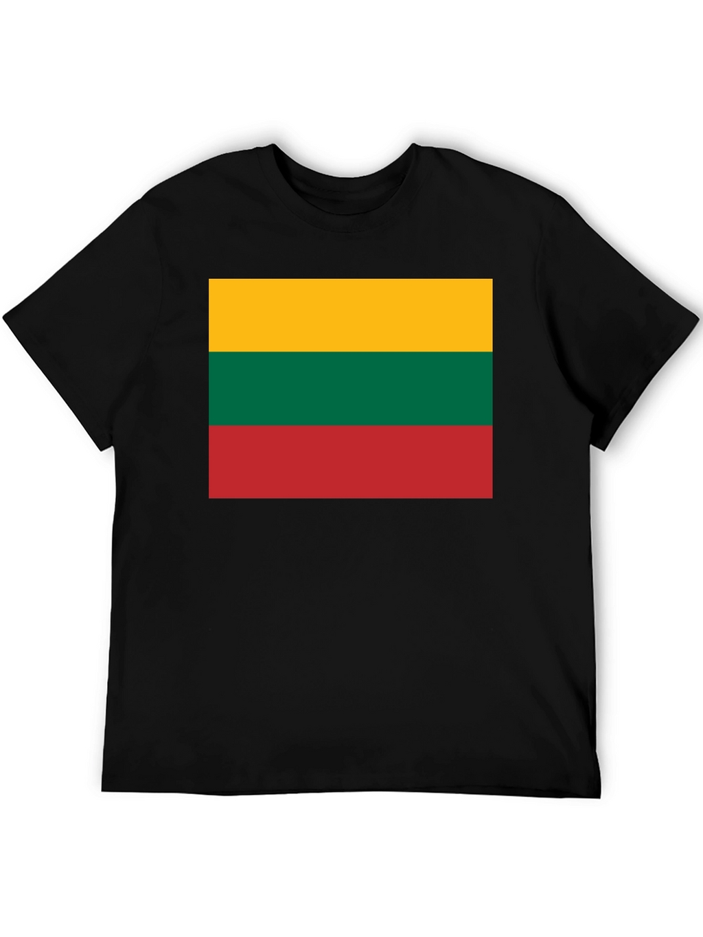 Lithuania Flag Graphic T-Shirt - Black Crew Neck Tee