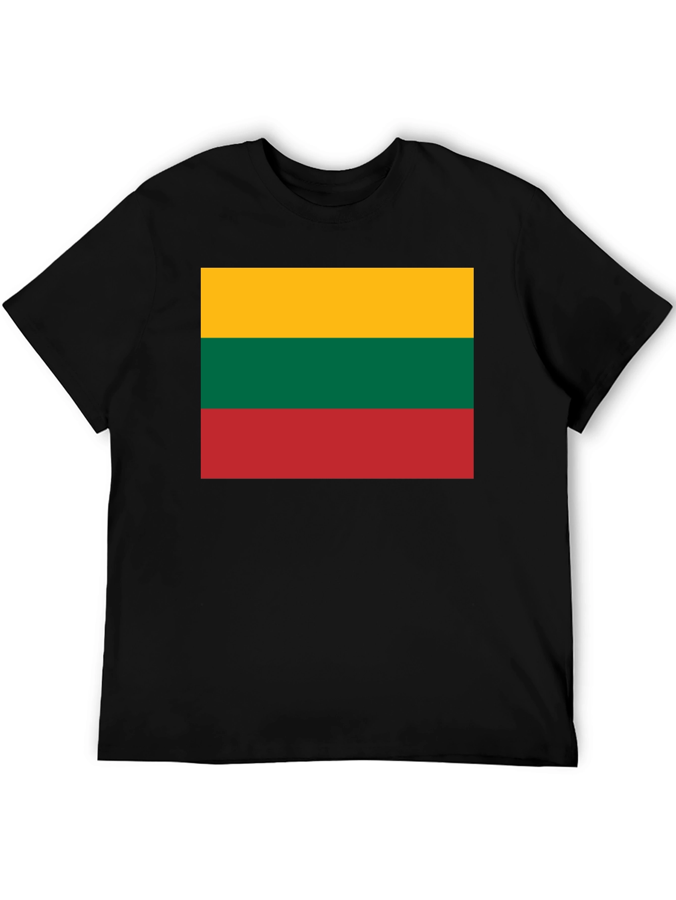 Lithuania Flag Graphic T-Shirt - Black Crew Neck Tee