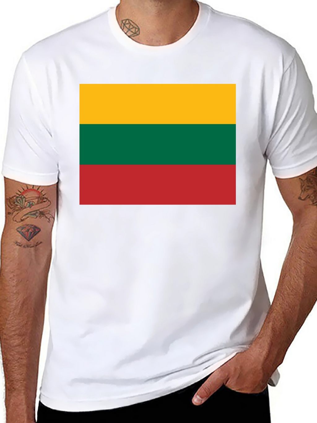 Lithuania Flag Graphic T-Shirt - Black Crew Neck Tee