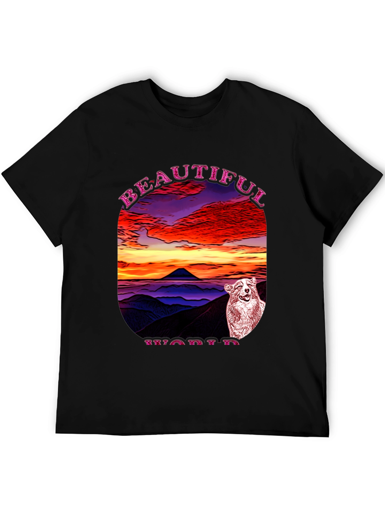 Beautiful World Dog Graphic Black T-Shirt