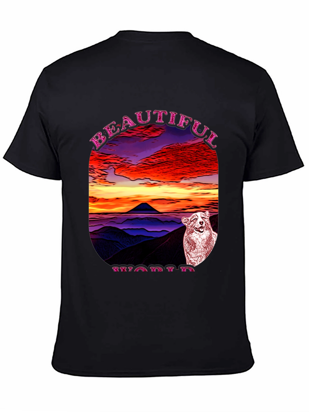 Beautiful World Dog Graphic Black T-Shirt
