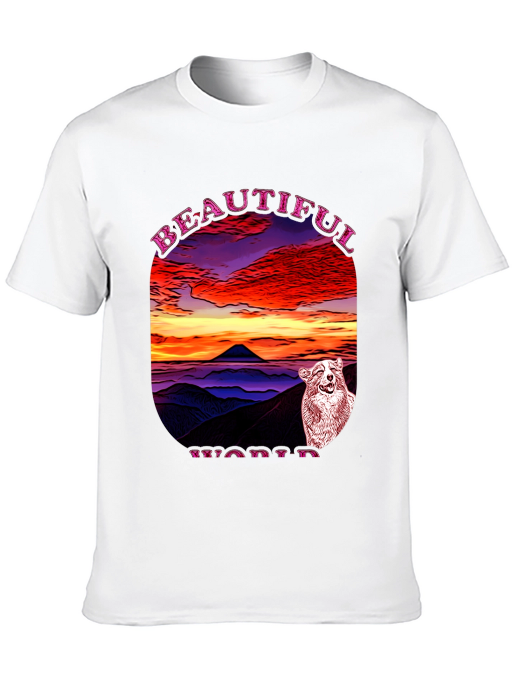 Beautiful World Dog Graphic Black T-Shirt