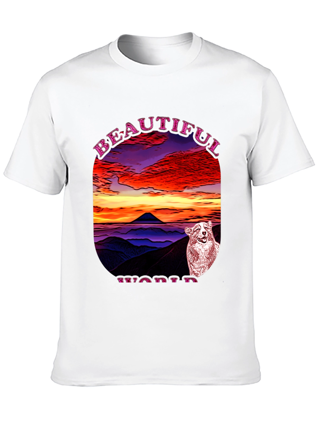 Beautiful World Dog Graphic Black T-Shirt