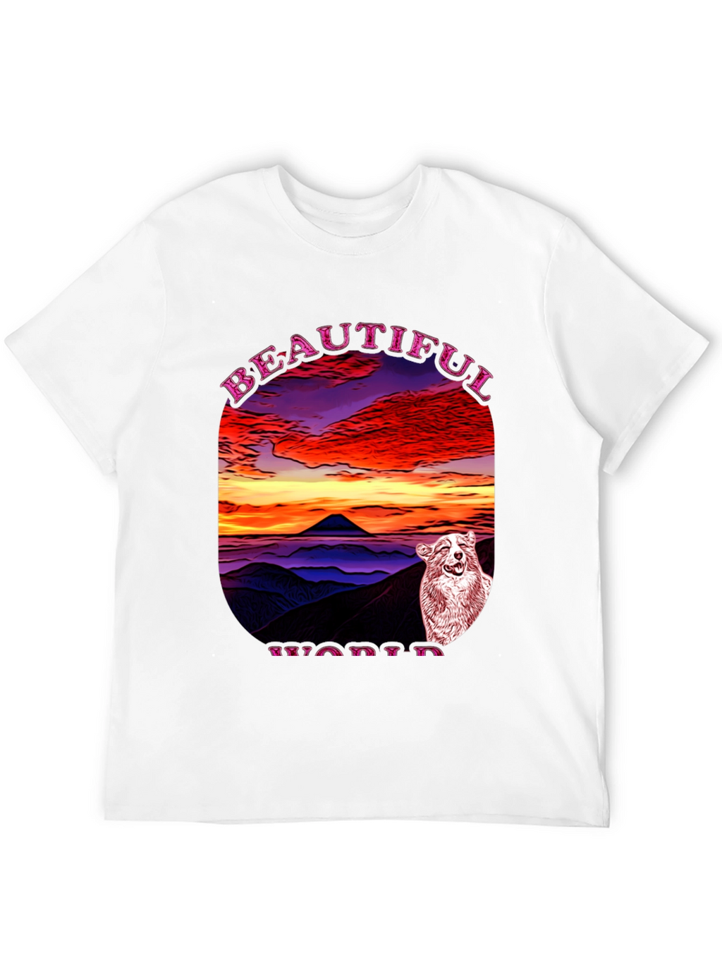 Beautiful World Dog Graphic Black T-Shirt