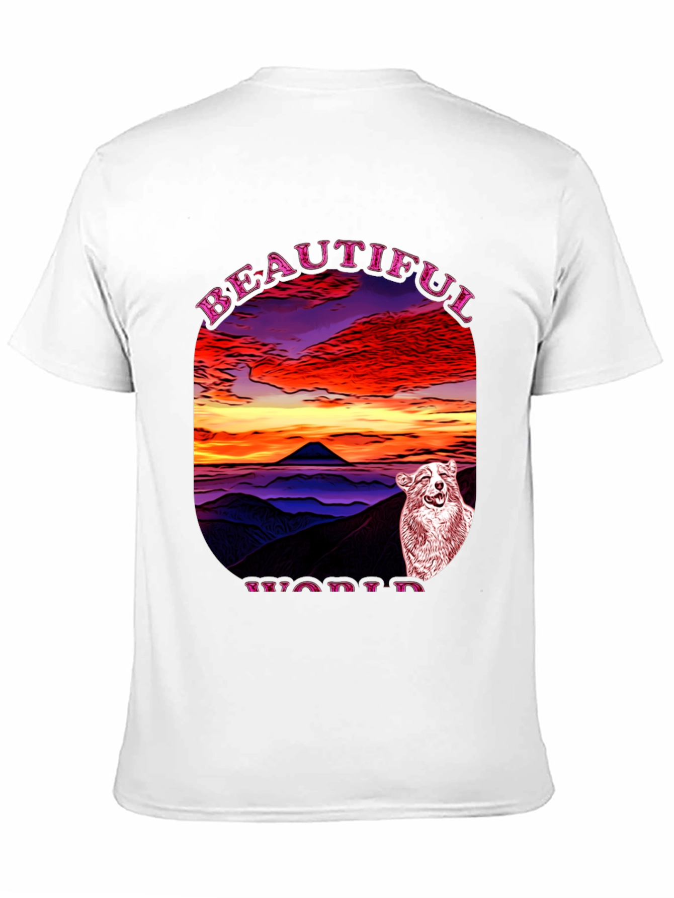 Beautiful World Dog Graphic Black T-Shirt