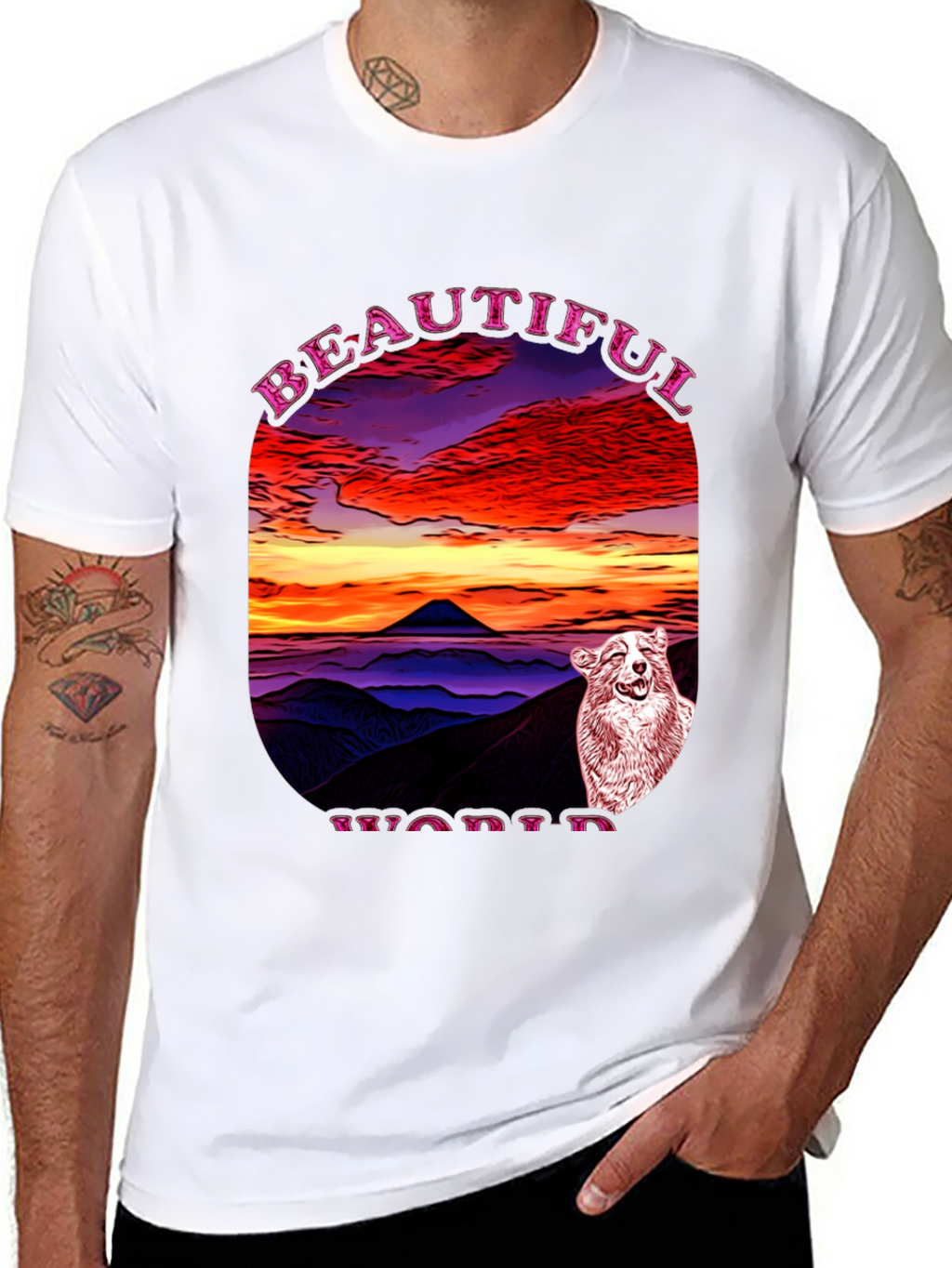 Beautiful World Dog Graphic Black T-Shirt