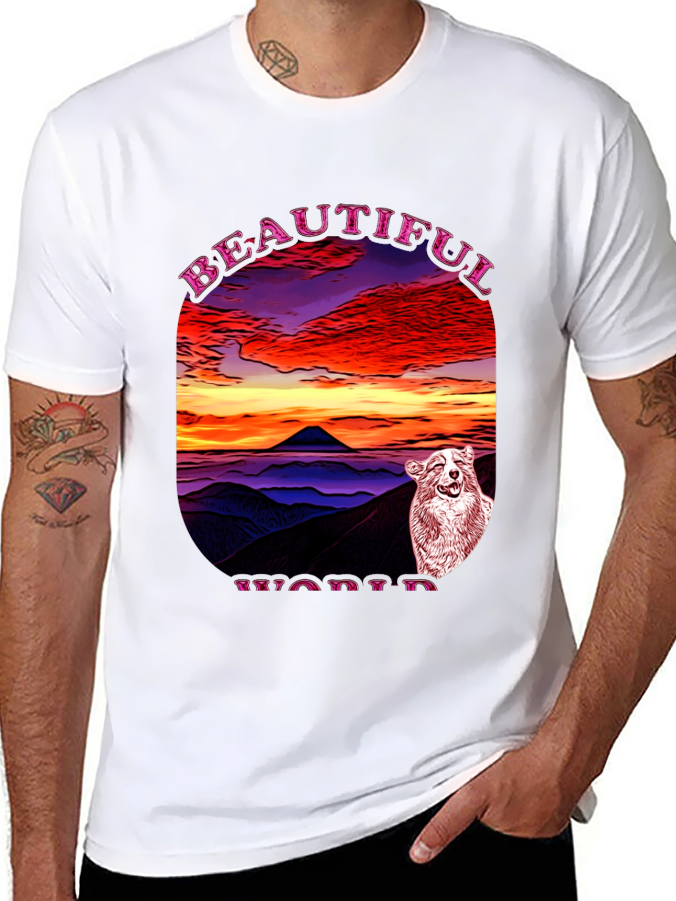 Beautiful World Dog Graphic Black T-Shirt