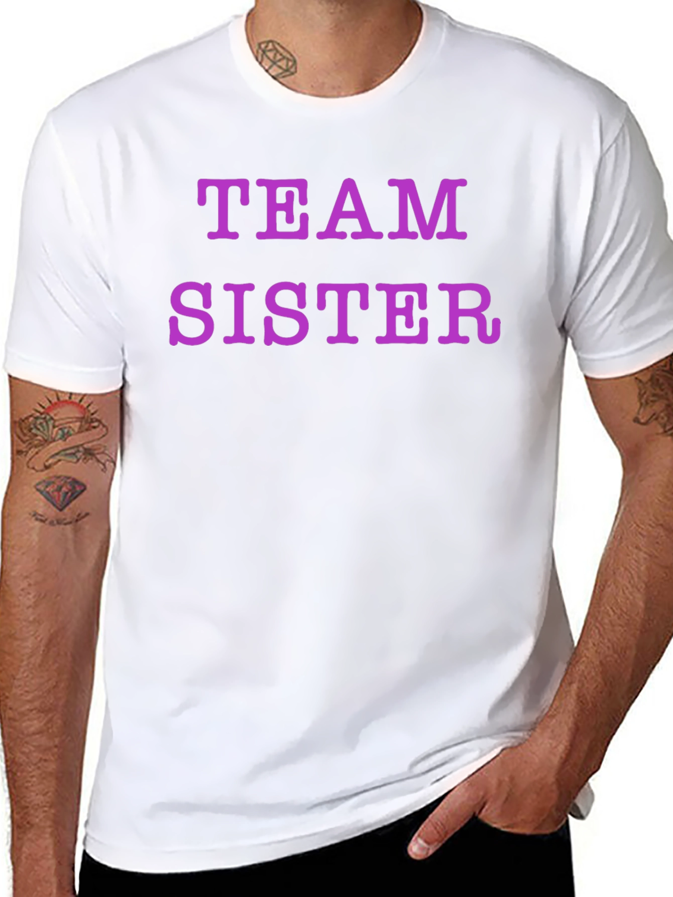 Team Sister Graphic Tee - Black Crew Neck