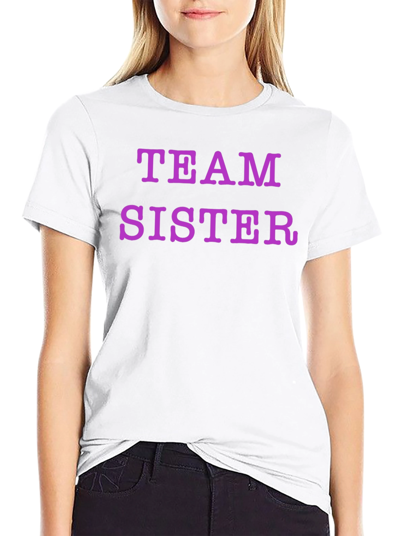 Team Sister Graphic Tee - Black Crew Neck