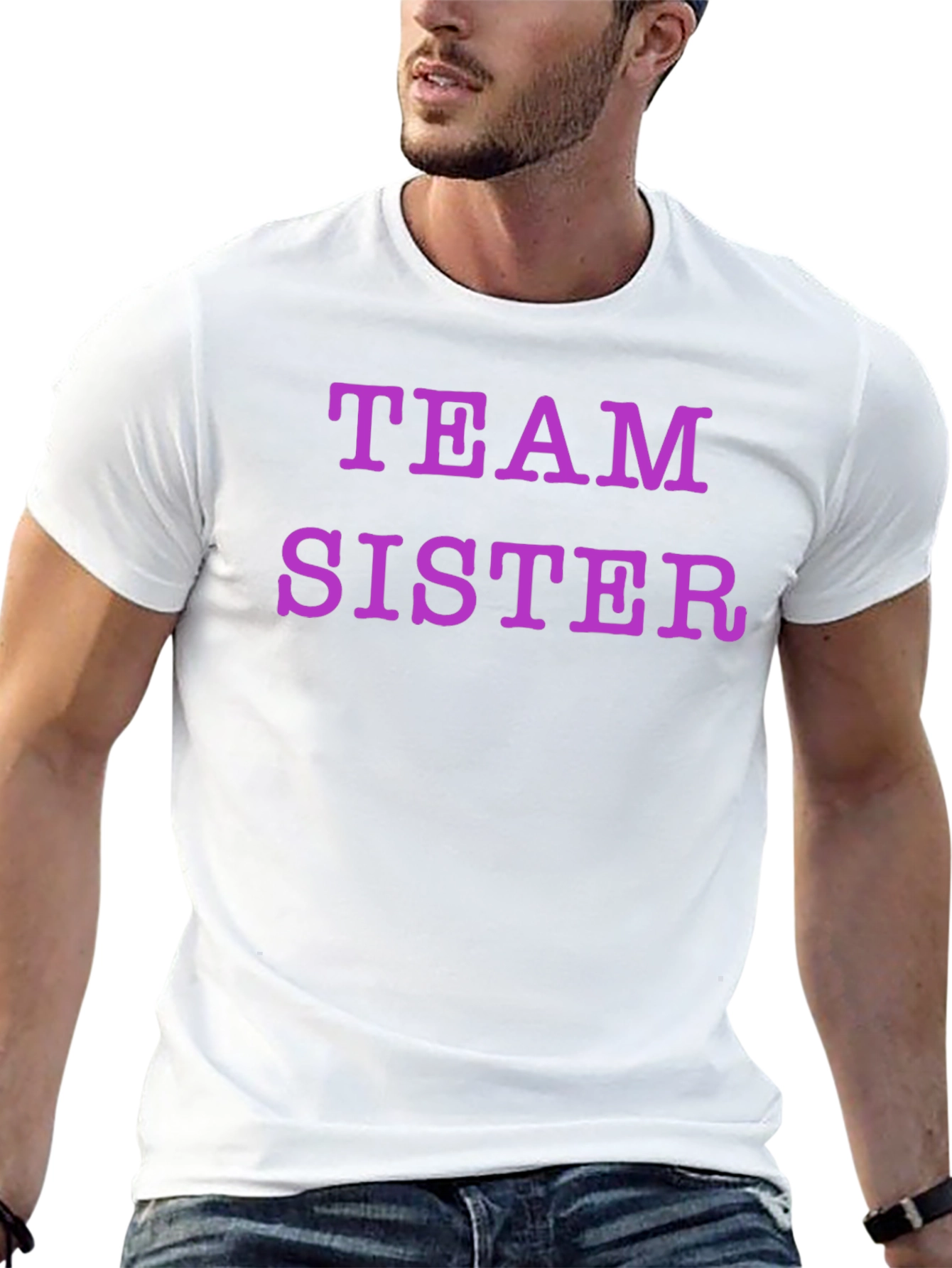Team Sister Graphic Tee - Black Crew Neck
