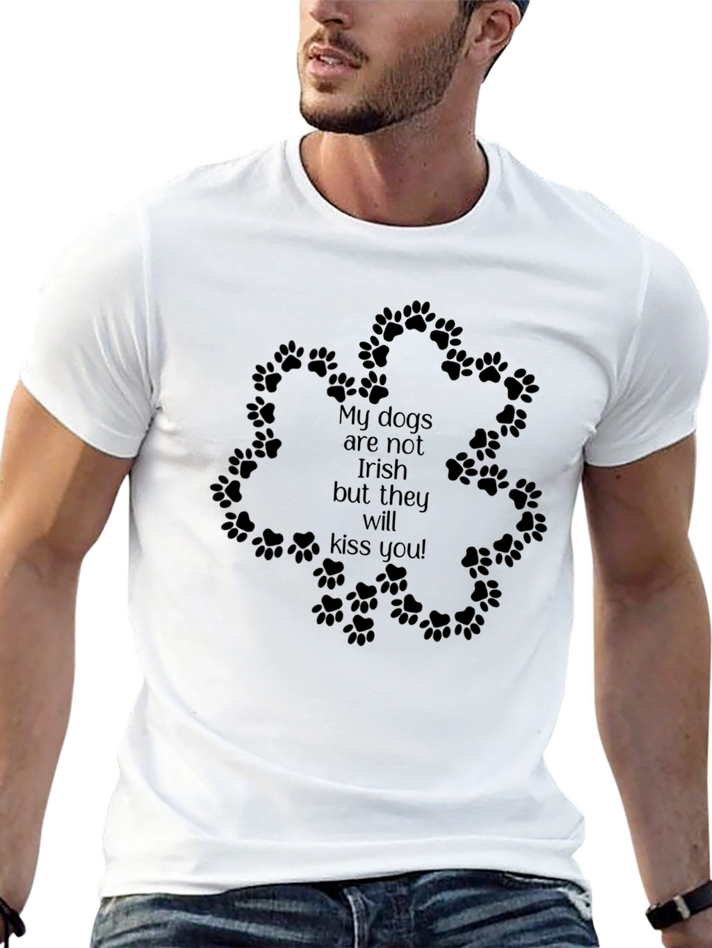 Irish Kiss Dog Paw T-Shirt - Black