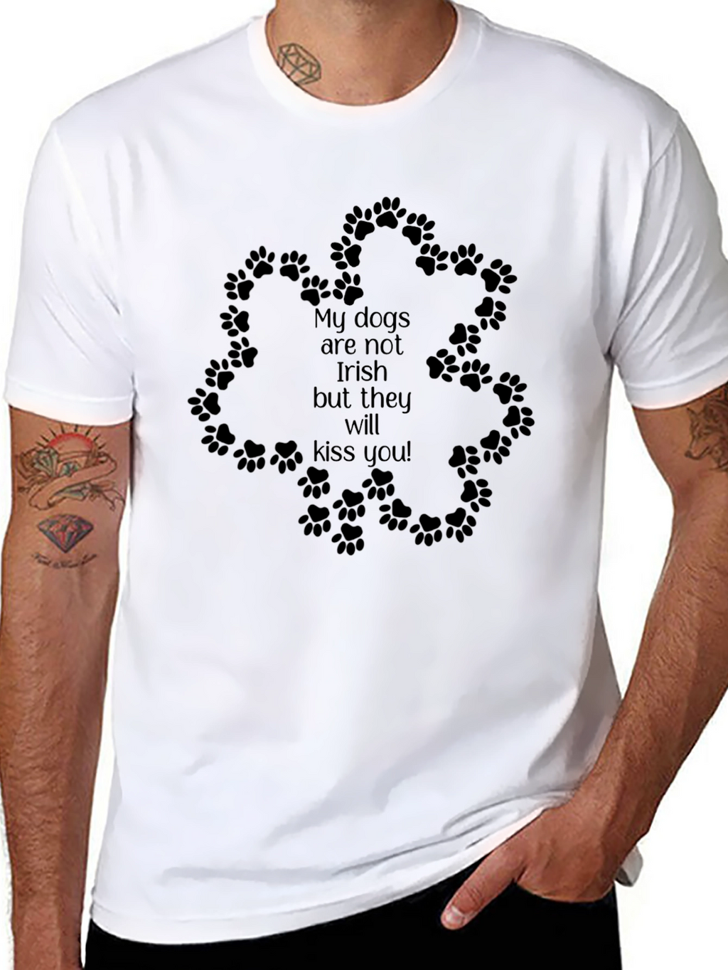 Irish Kiss Dog Paw T-Shirt - Black