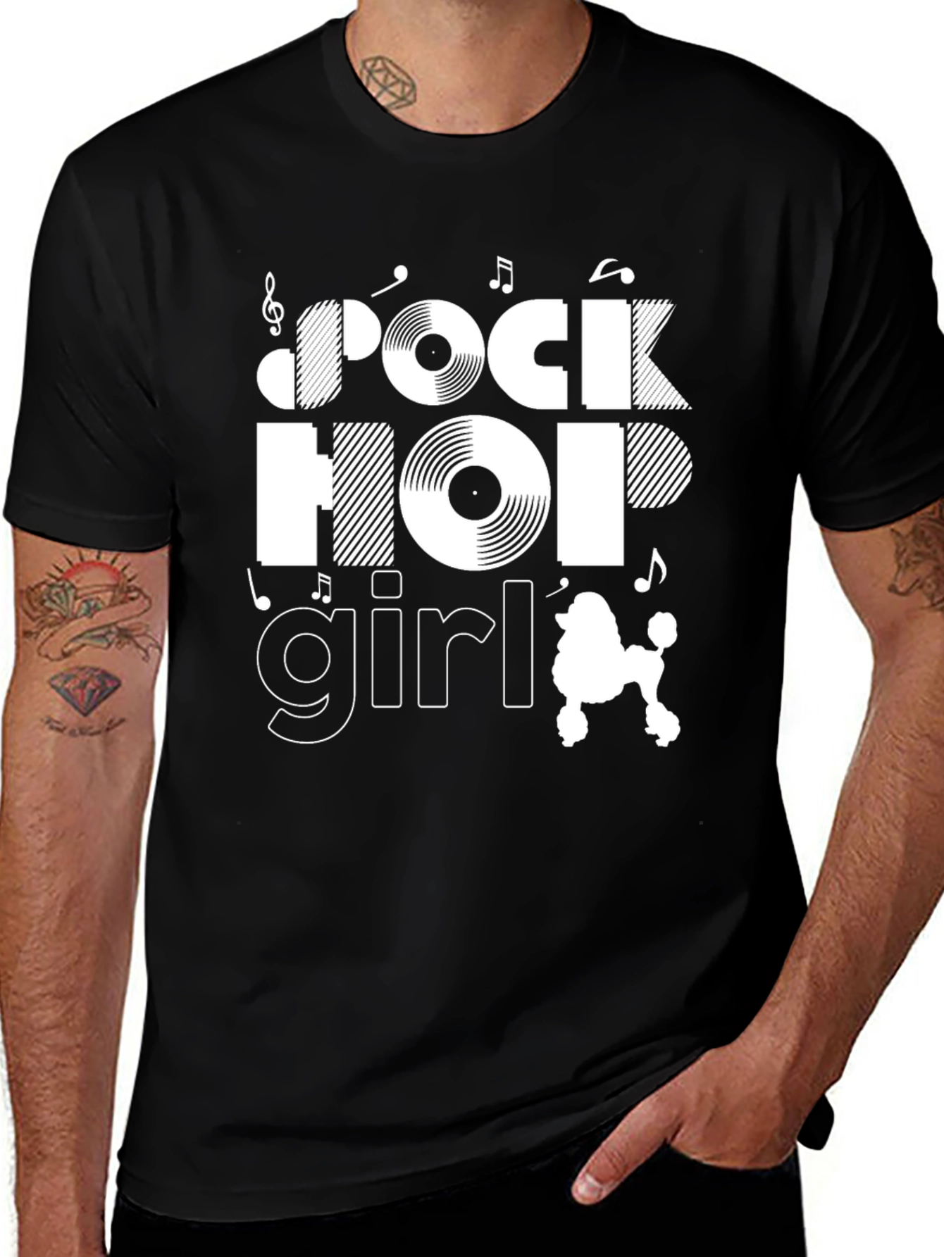 Rock Hop Girl Graphic Tee - Unique Music & Poodle Design