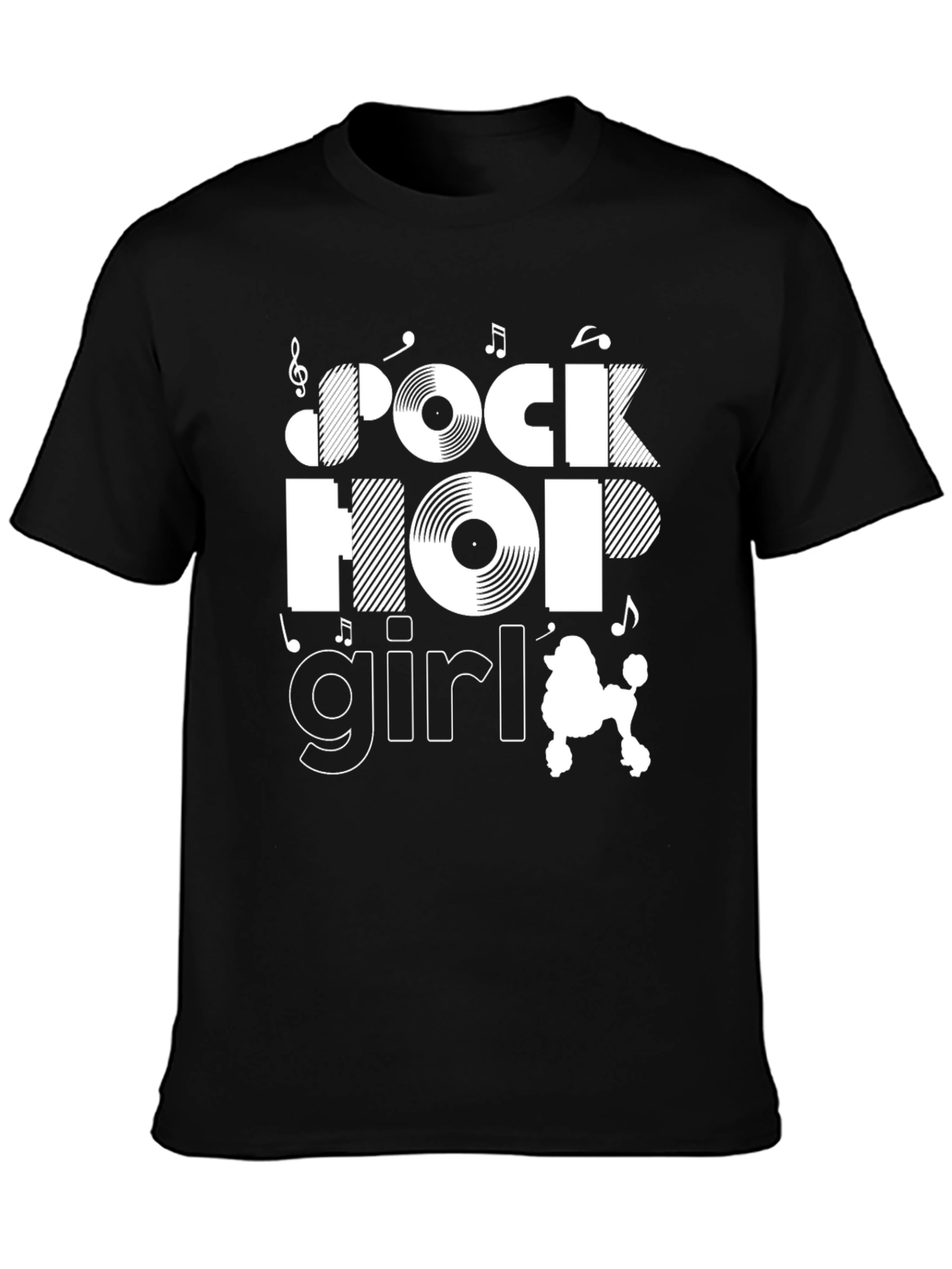 Rock Hop Girl Graphic Tee - Unique Music & Poodle Design