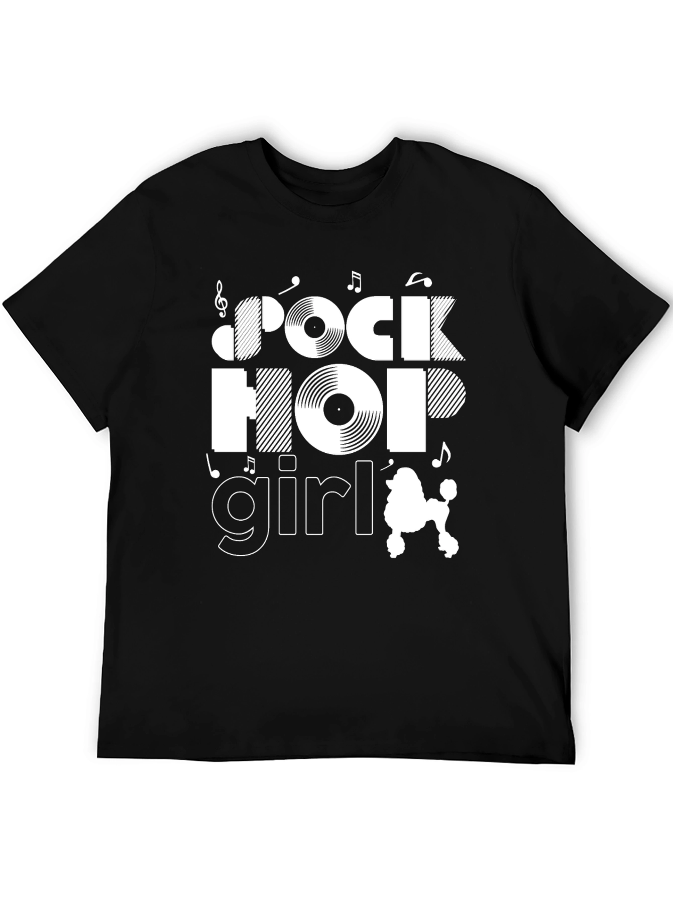 Rock Hop Girl Graphic Tee - Unique Music & Poodle Design