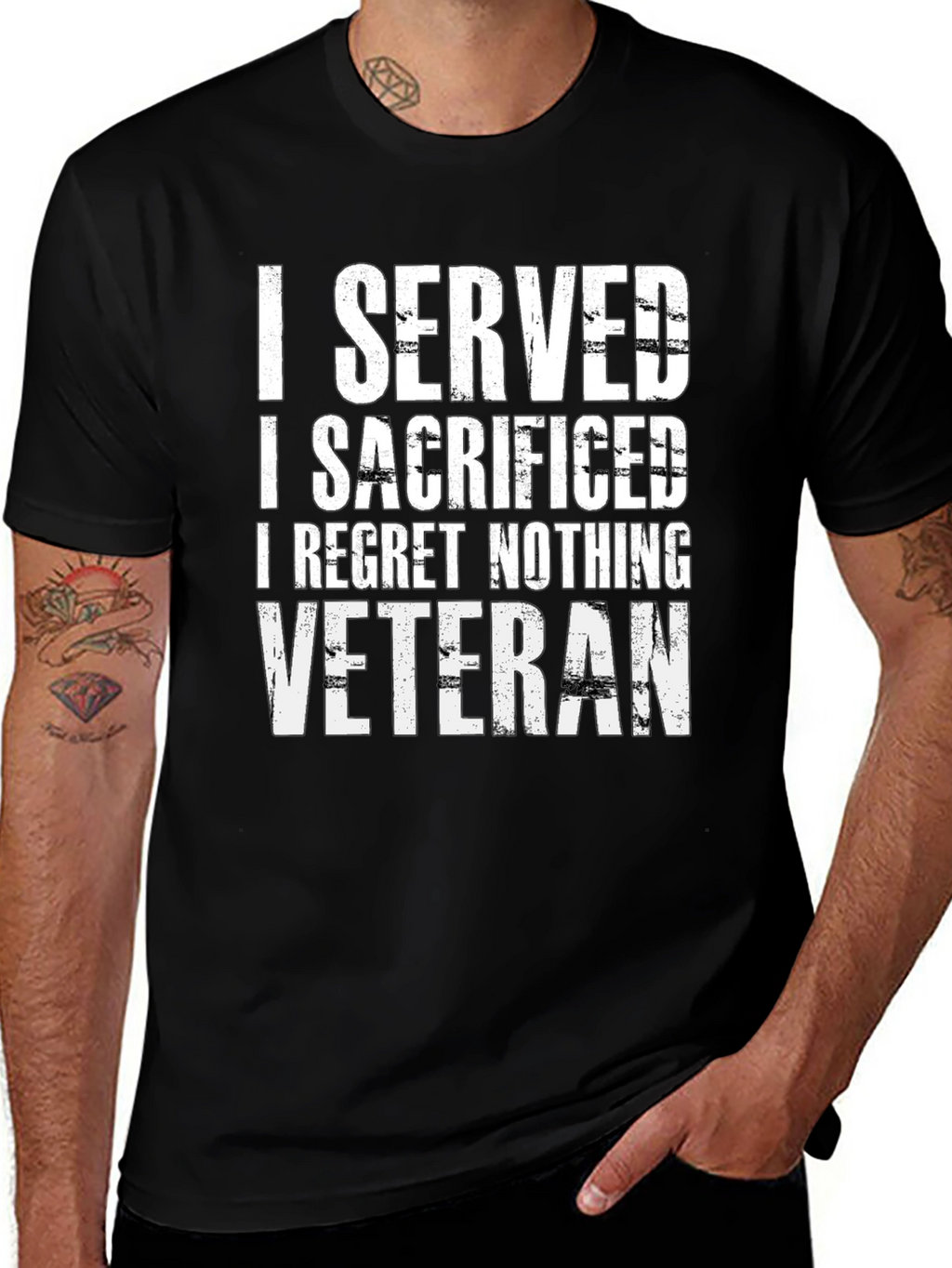 I Served I Sacrificed Veteran Black T-Shirt
