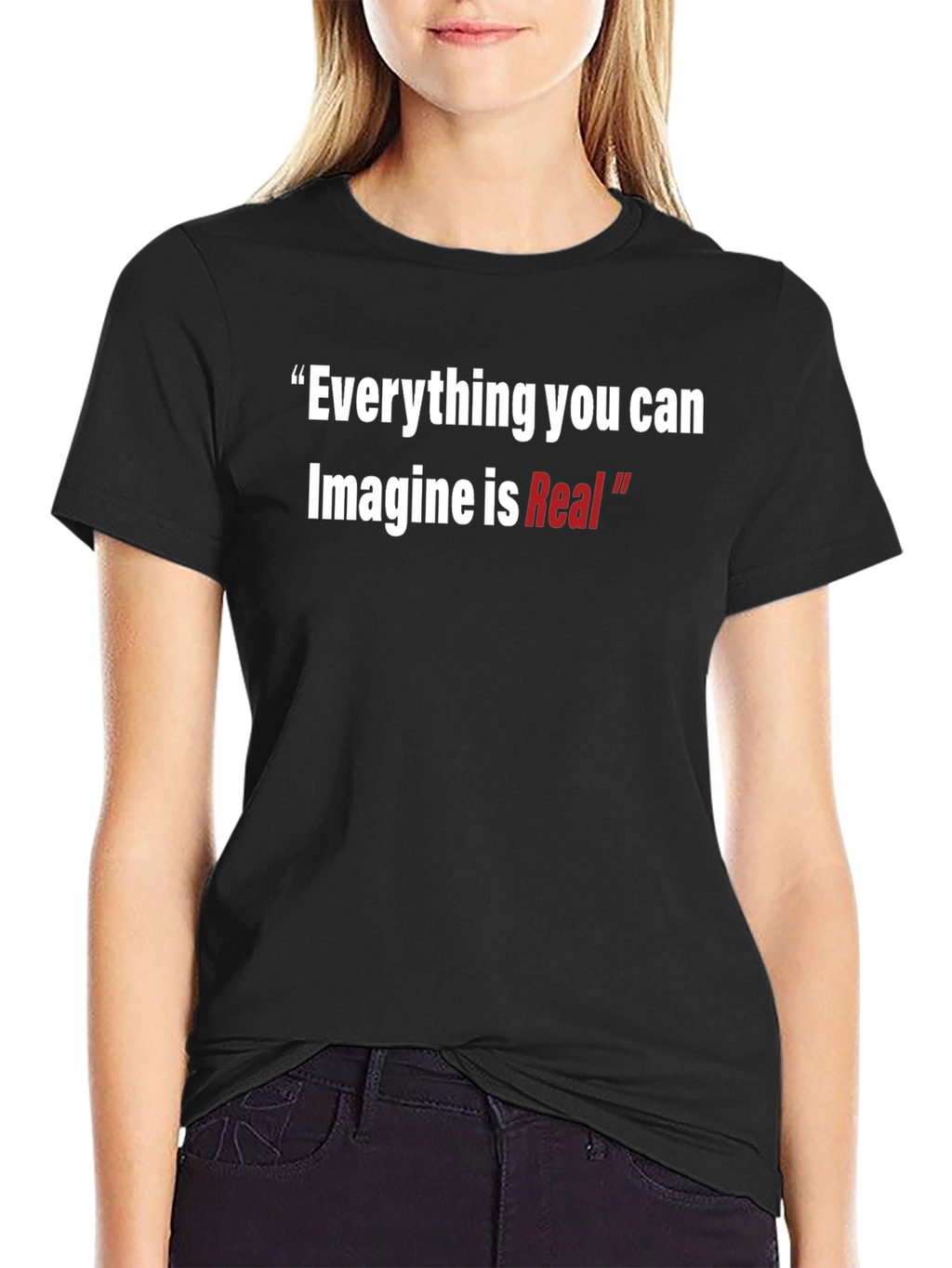 Inspirational T-Shirt: Imagine is Real - Black Cotton Tee
