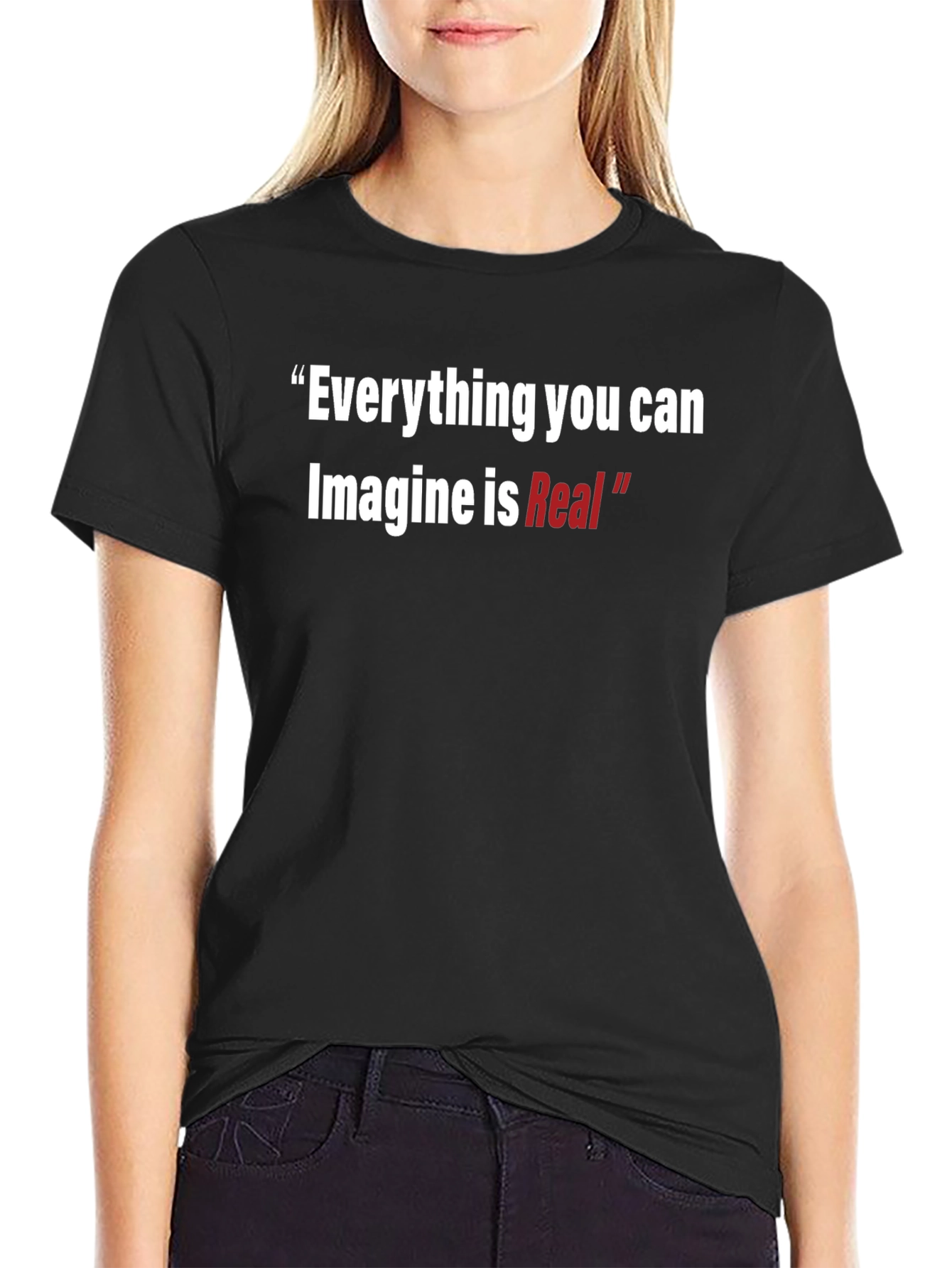 Inspirational T-Shirt: Imagine is Real - Black Cotton Tee