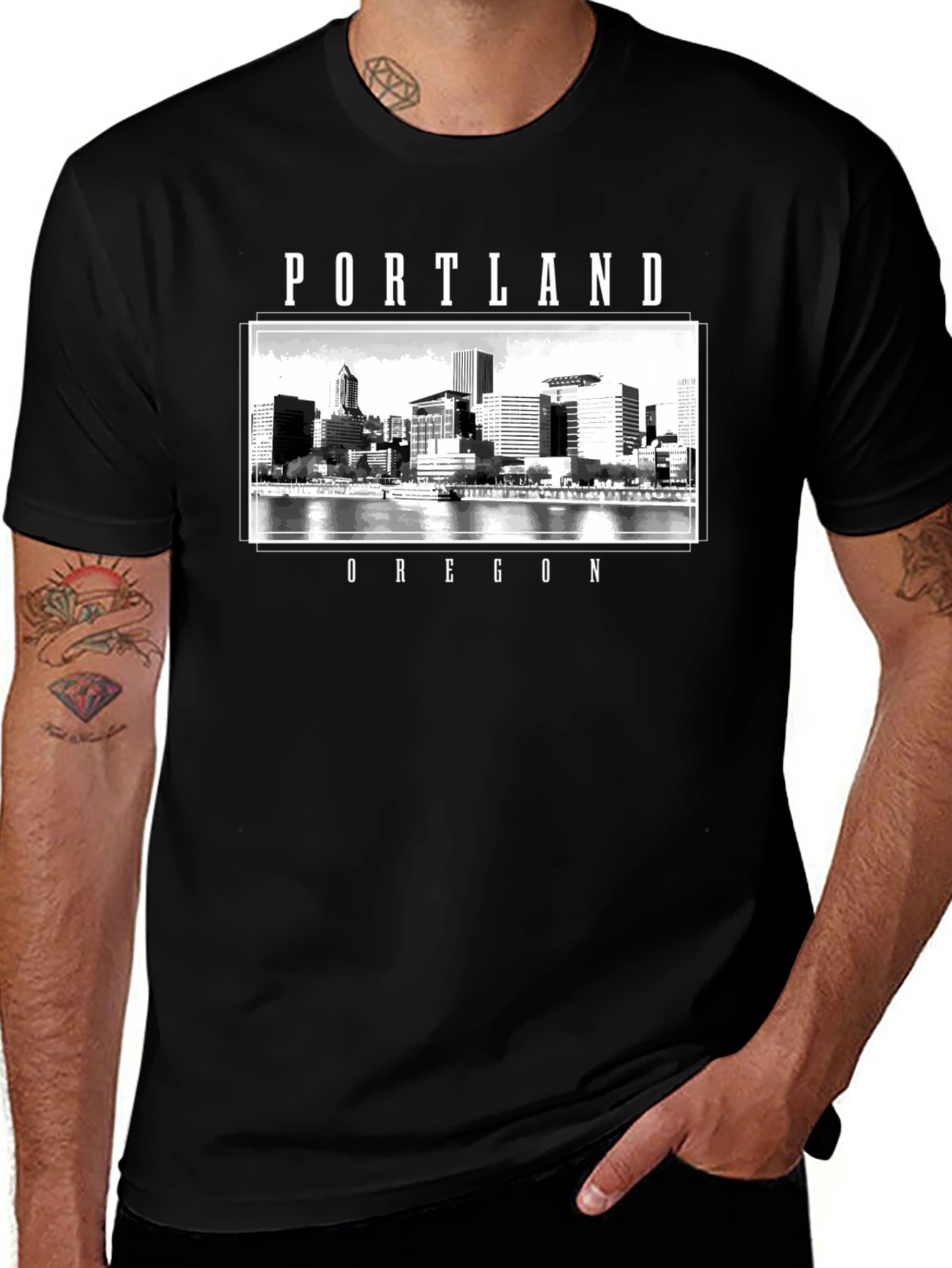 Portland Oregon Cityscape Graphic T-Shirt