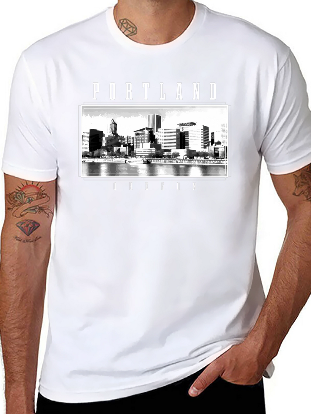 Portland Oregon Cityscape Graphic T-Shirt