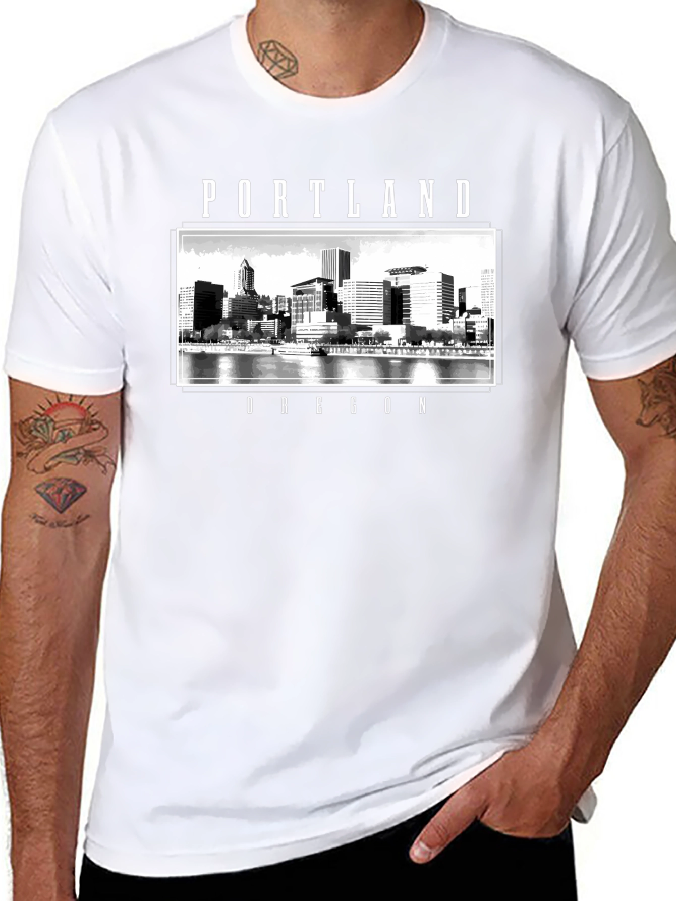 Portland Oregon Cityscape Graphic T-Shirt