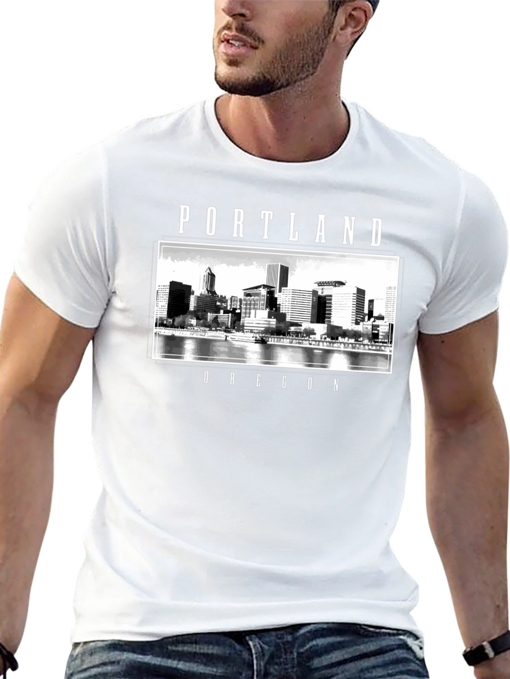 Portland Oregon Cityscape Graphic T-Shirt
