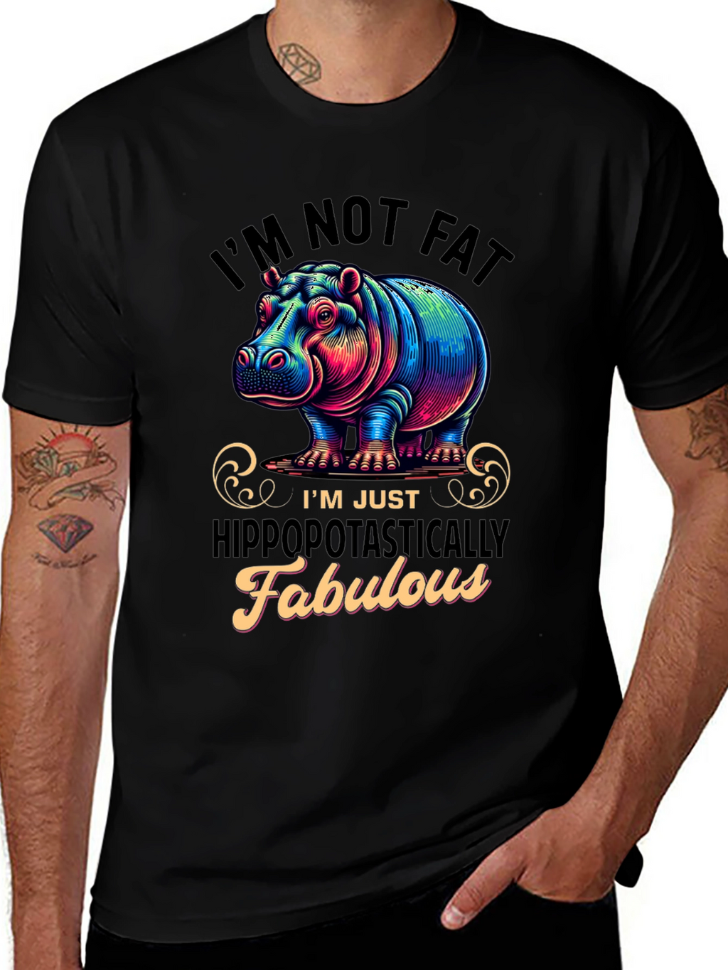 Funny Hippo Graphic T-Shirt