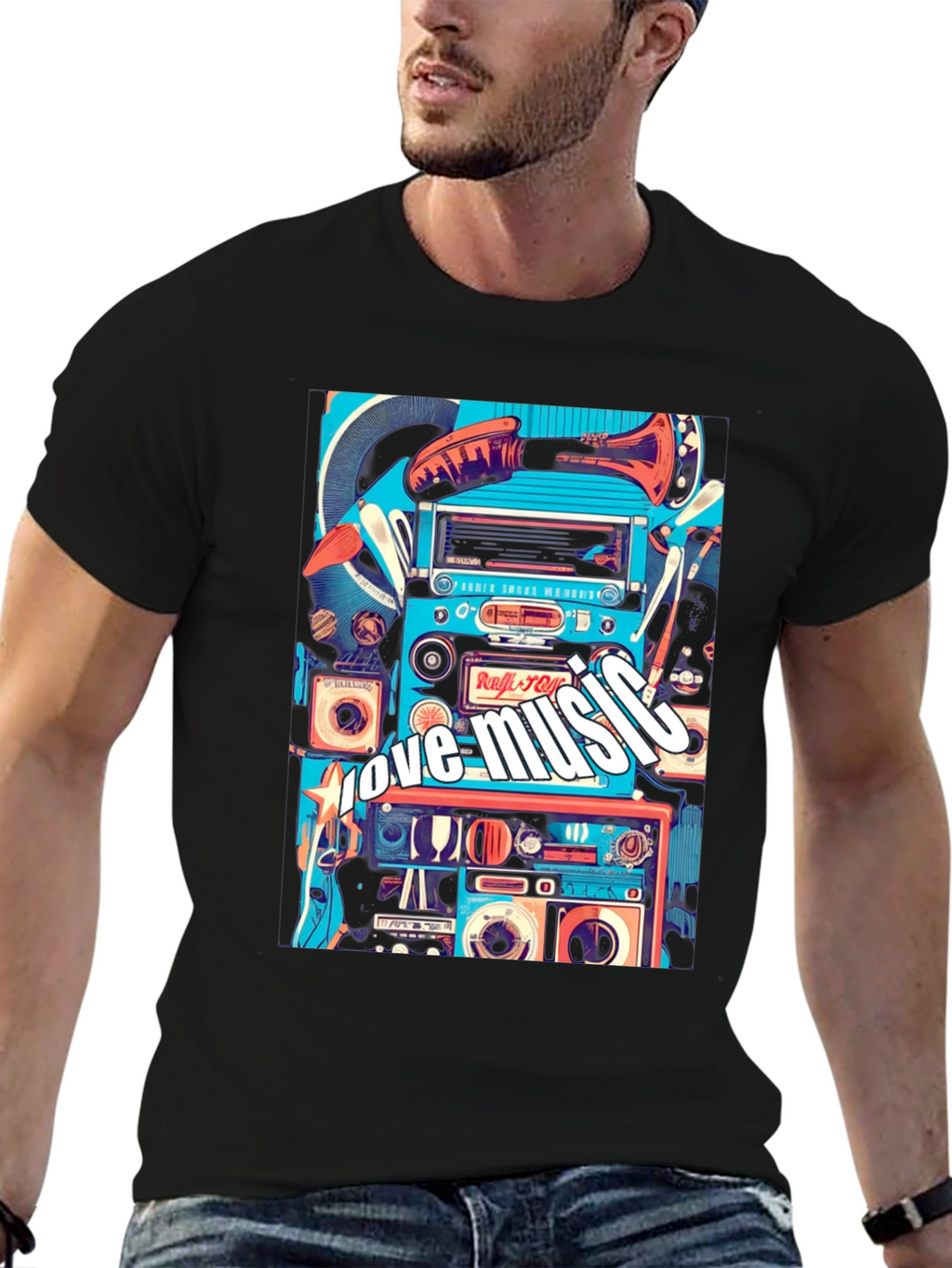 Retro Music Lover Tee - Black