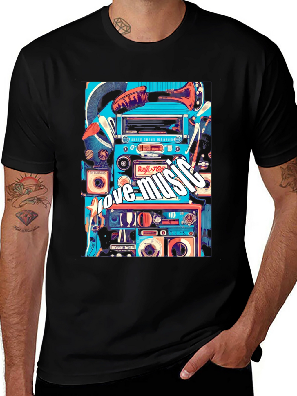 Retro Music Lover Tee - Black