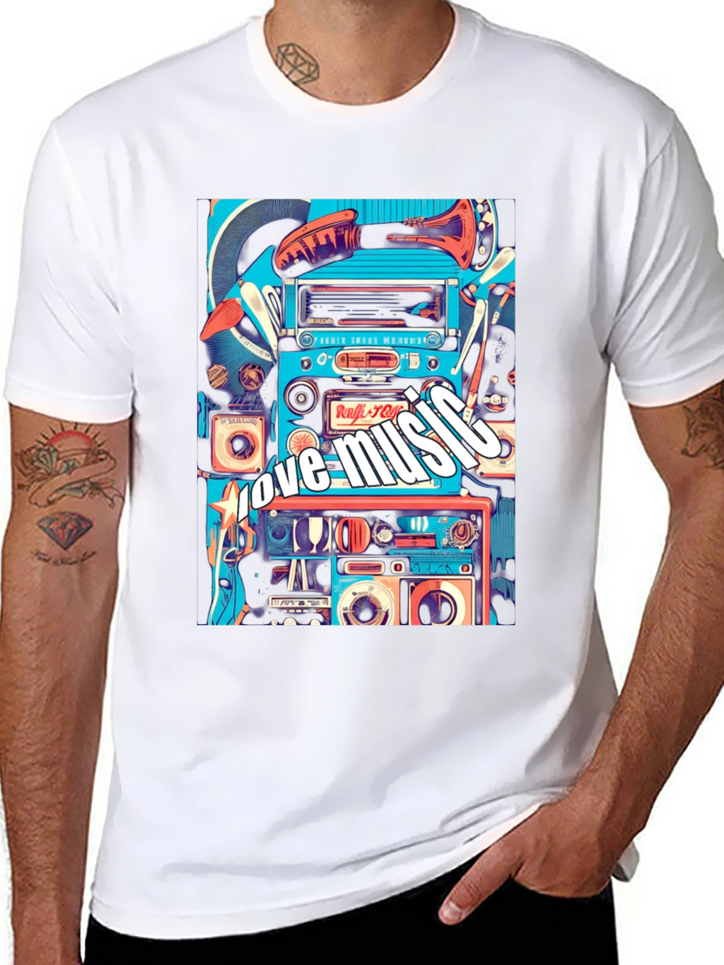 Retro Music Lover Tee - Black