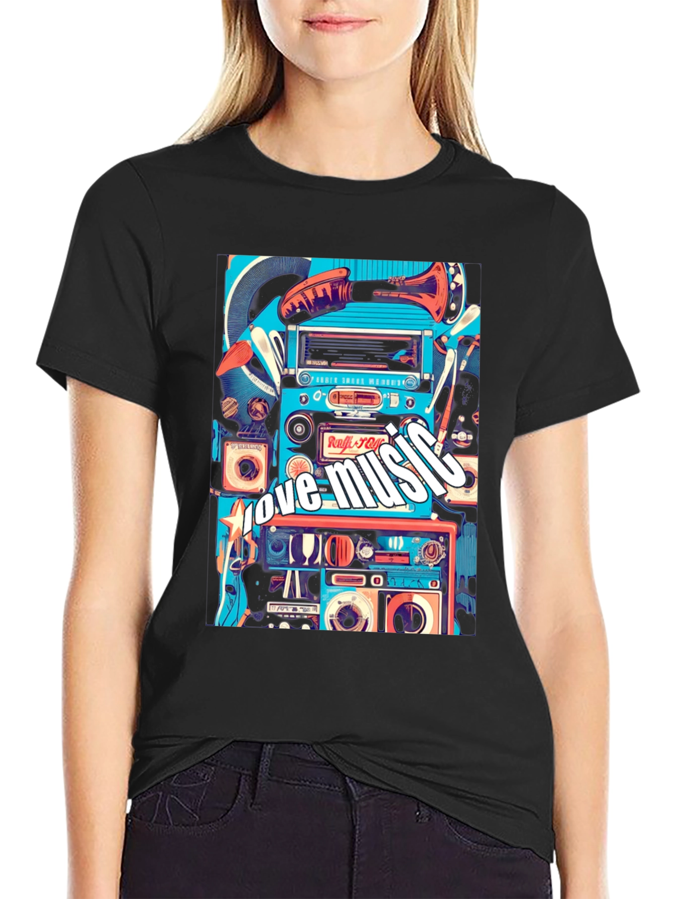 Retro Music Lover Tee - Black