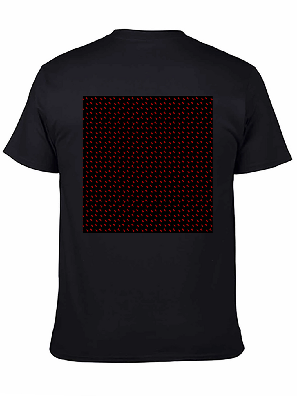 Red Accent Patterned Black Tee
