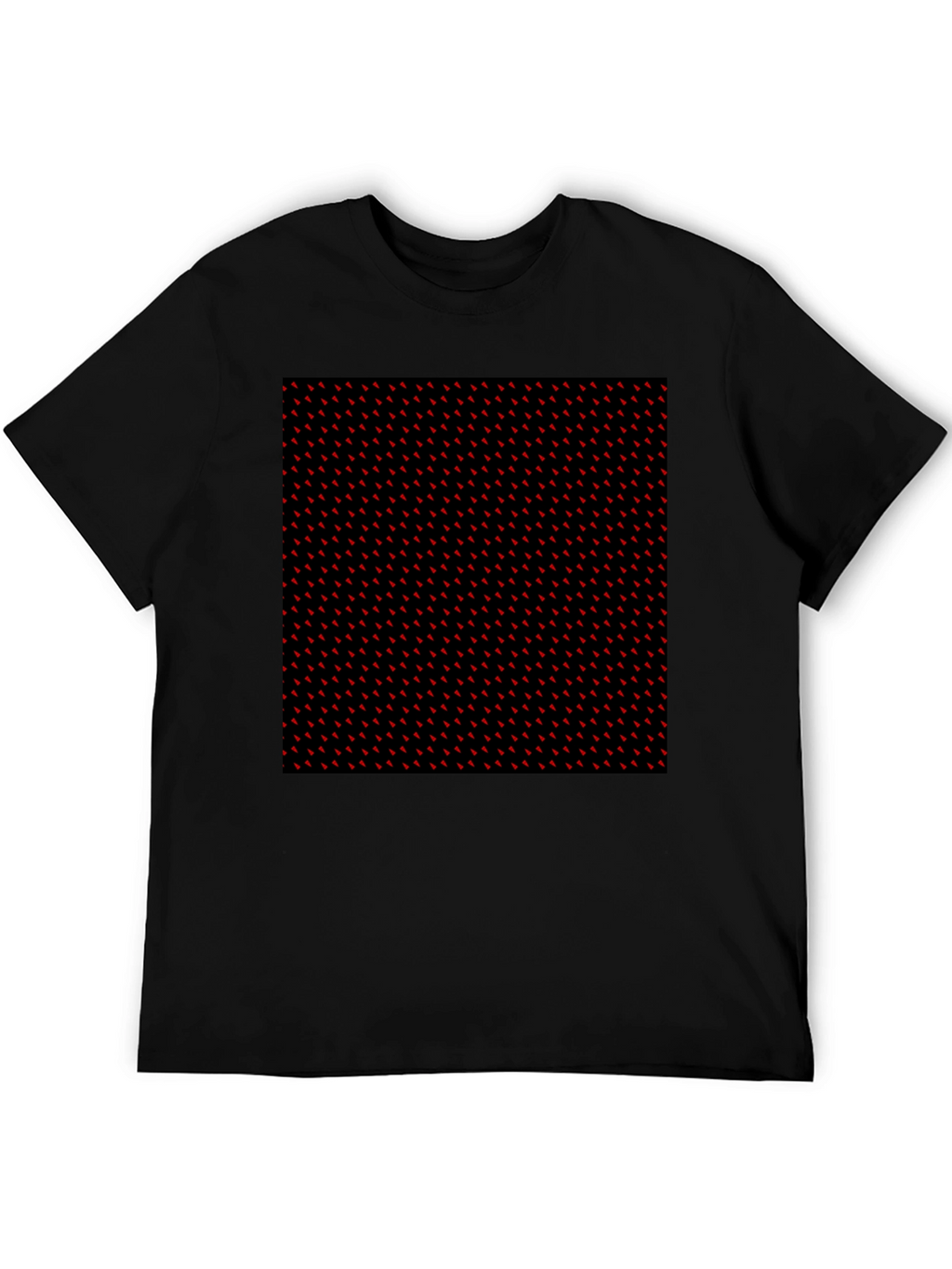 Red Accent Patterned Black Tee