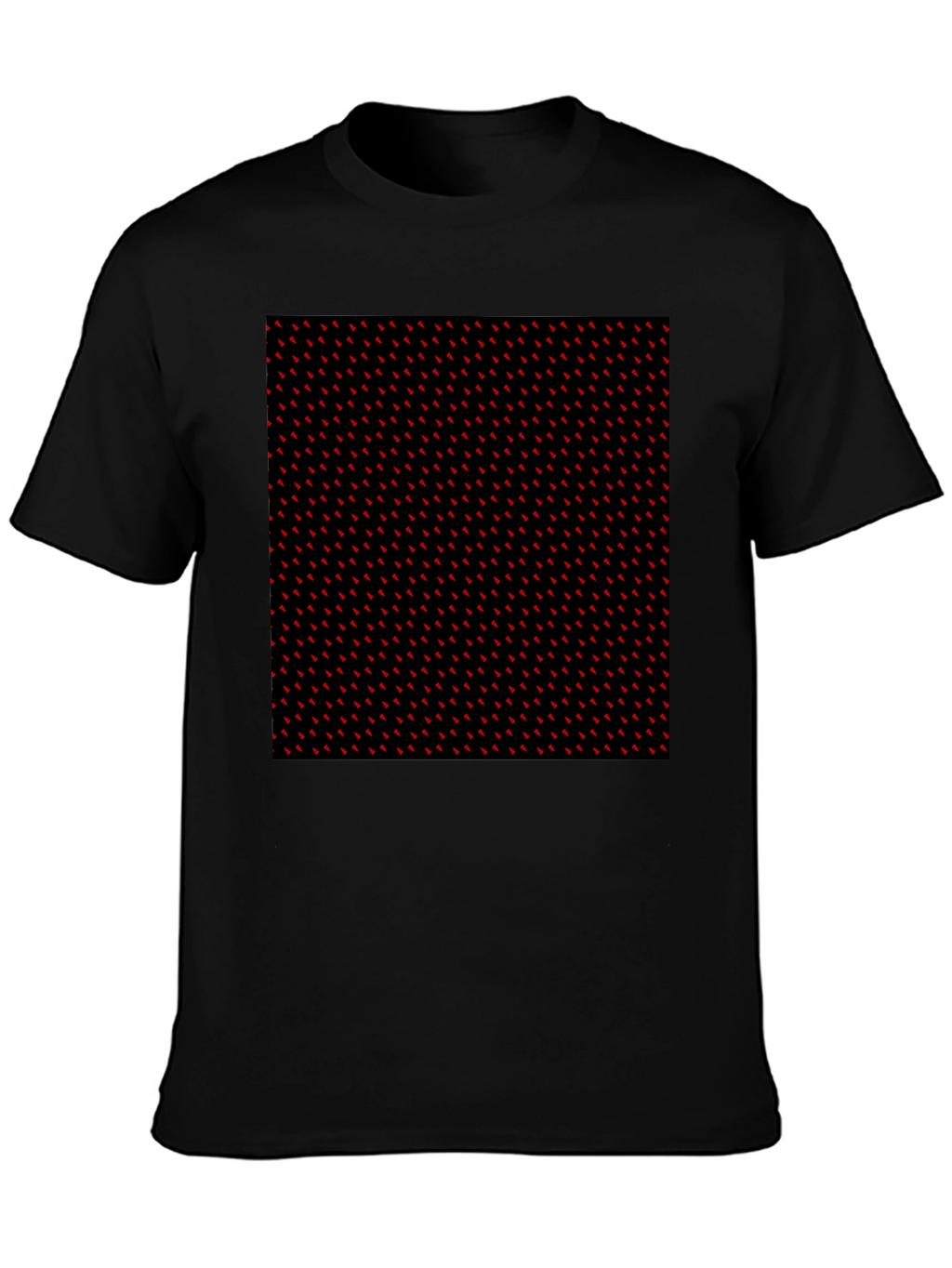 Red Accent Patterned Black Tee