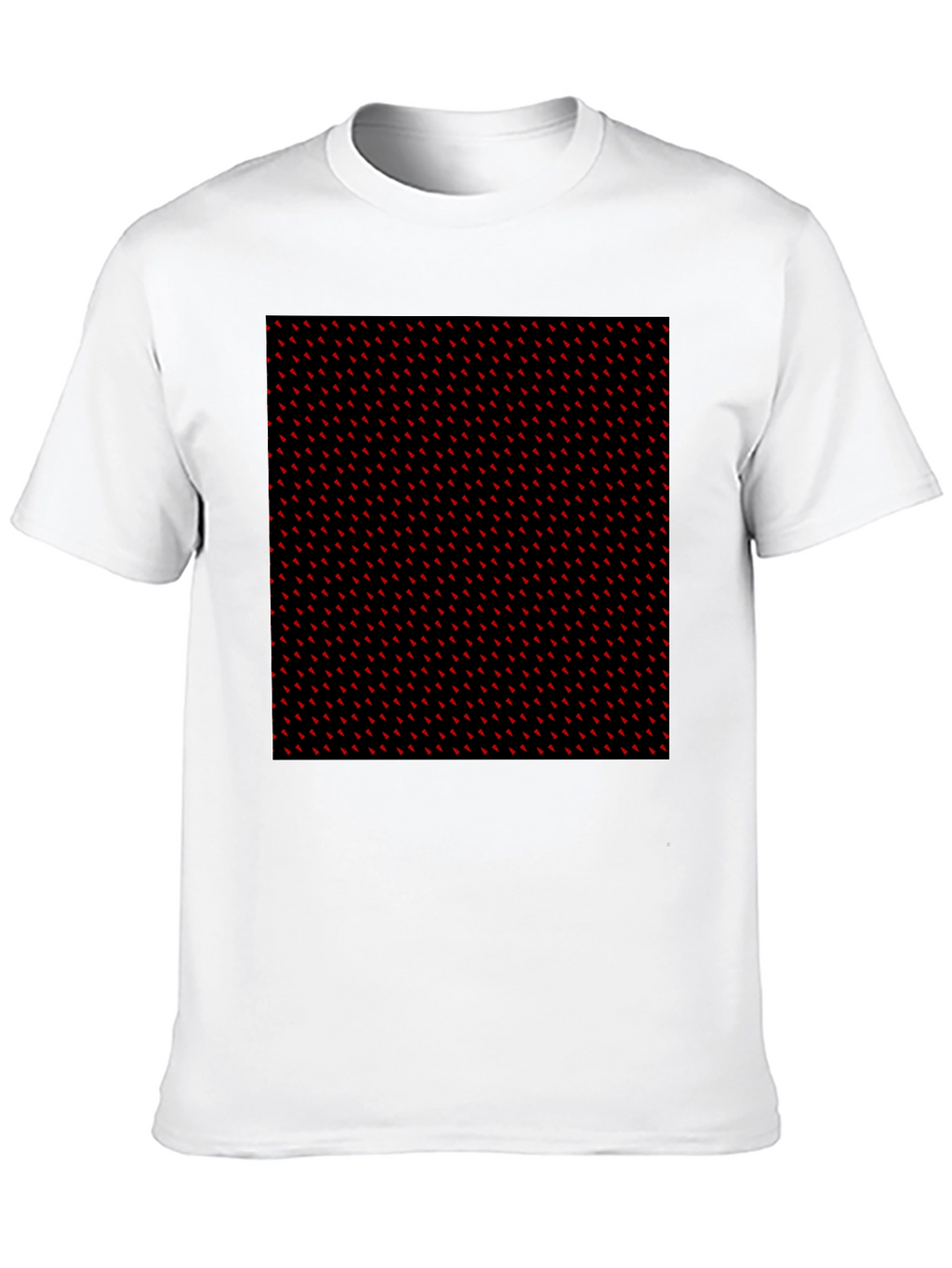 Red Accent Patterned Black Tee