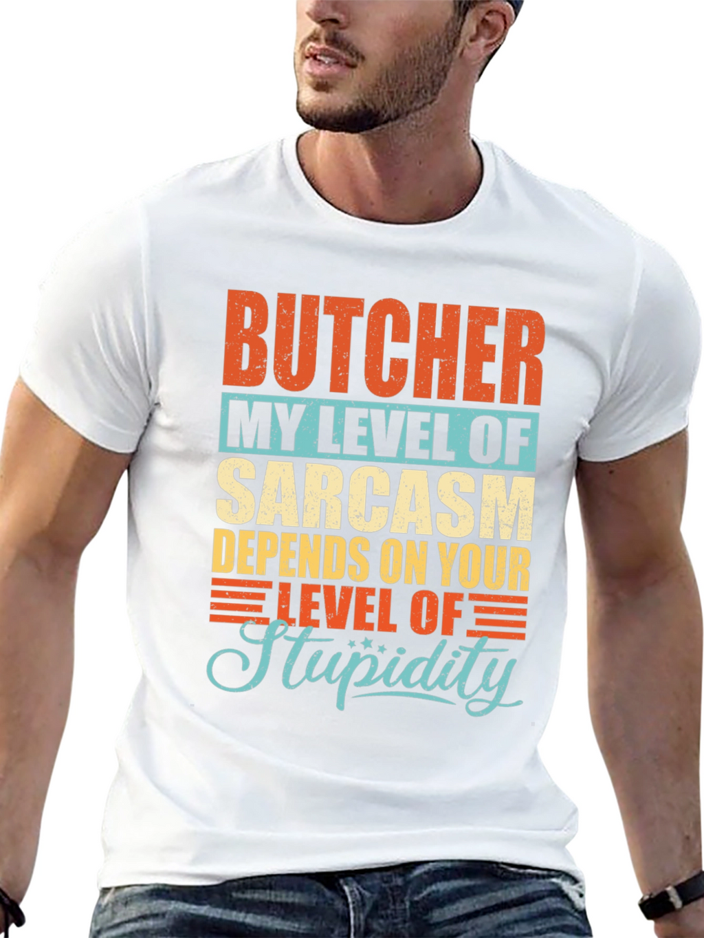 Butcher Sarcasm Level Graphic T-Shirt