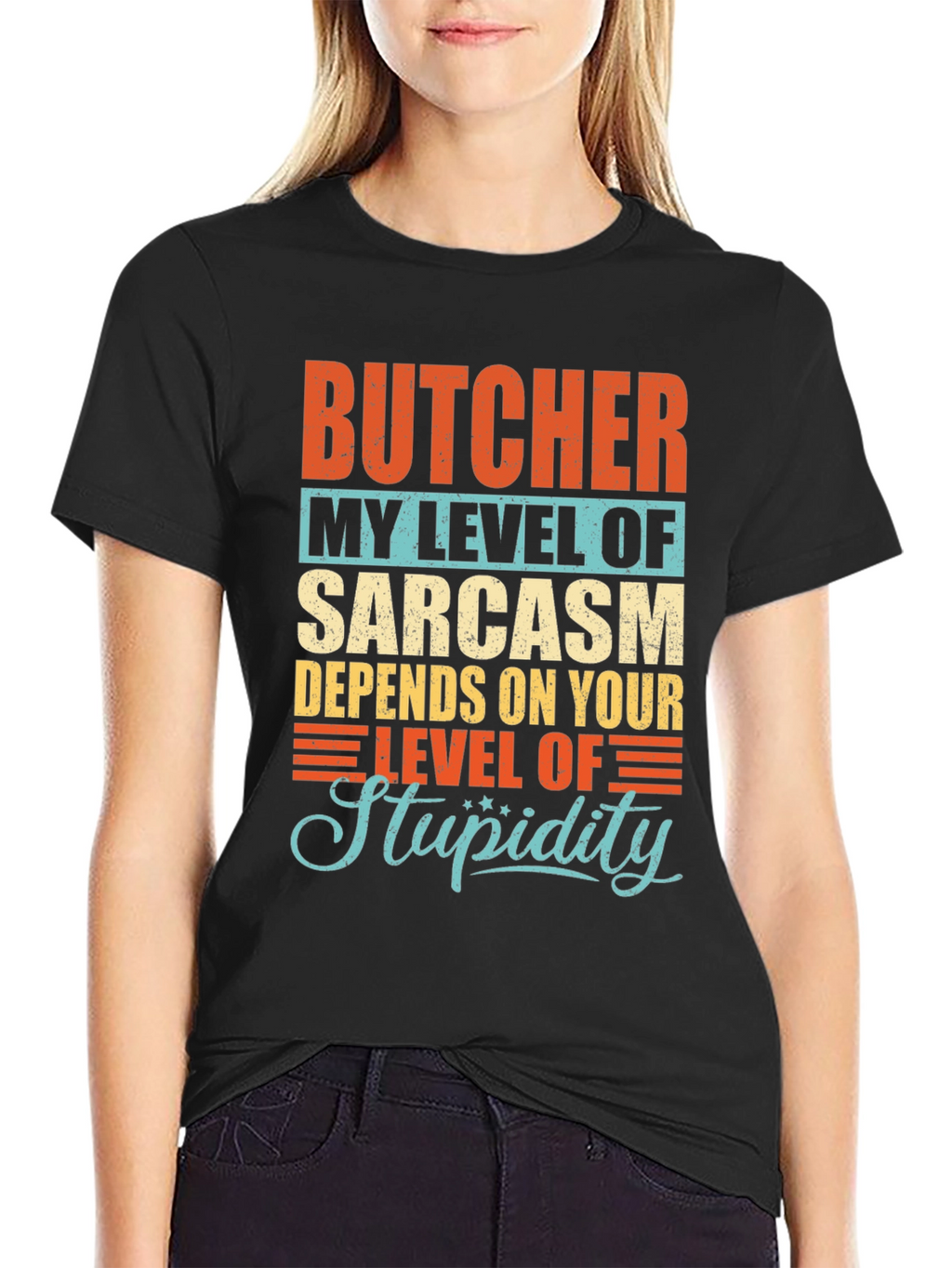 Butcher Sarcasm Level Graphic T-Shirt