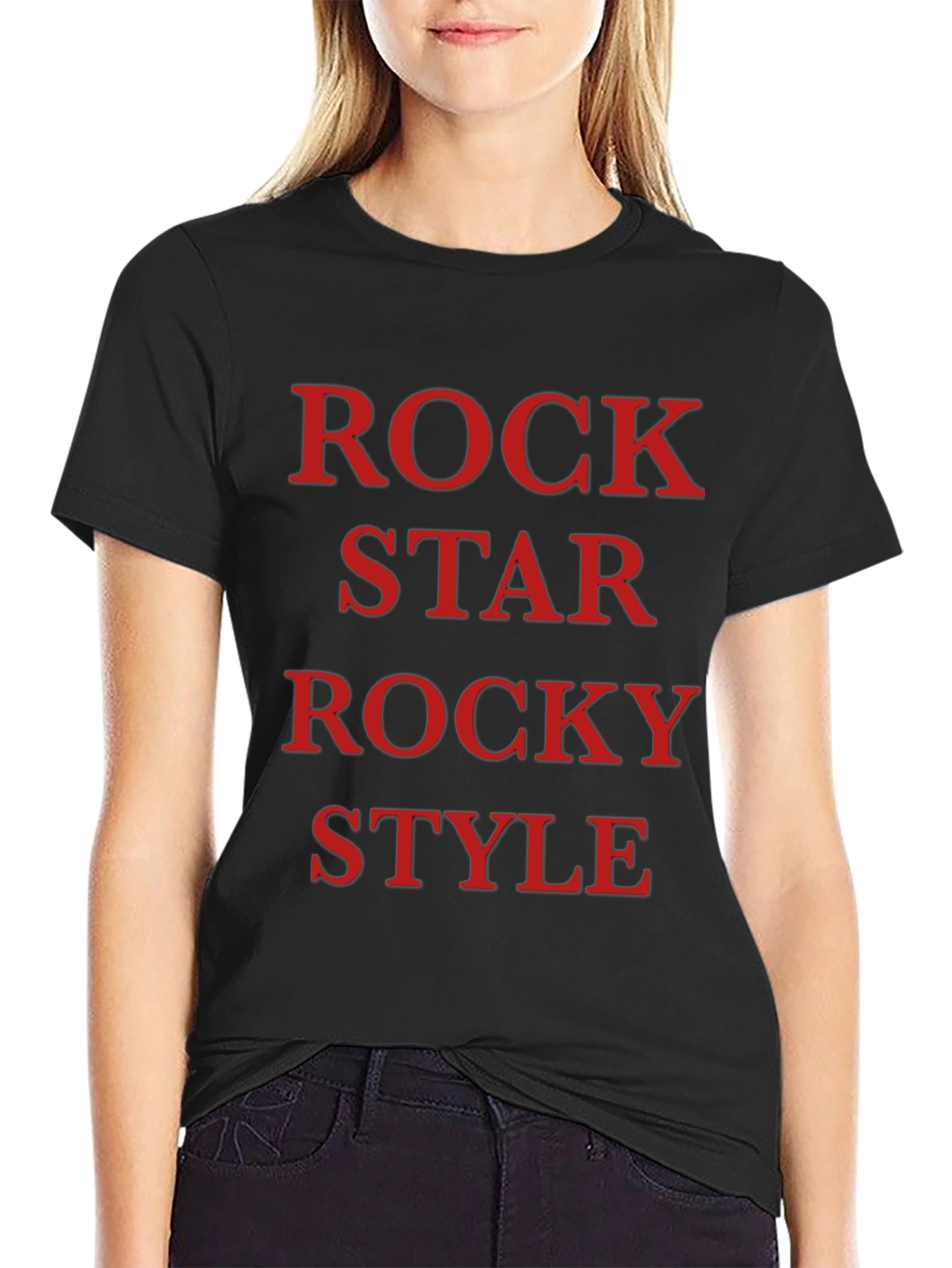 Rock Star Rocky Style Black T-Shirt
